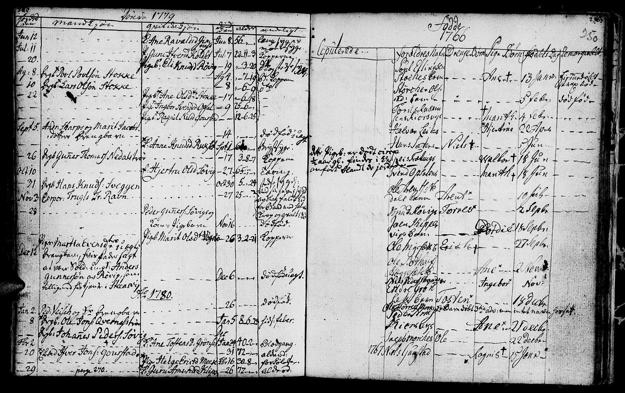 Ministerialprotokoller, klokkerbøker og fødselsregistre - Møre og Romsdal, AV/SAT-A-1454/568/L0798: Parish register (official) no. 568A07, 1753-1780, p. 249-250