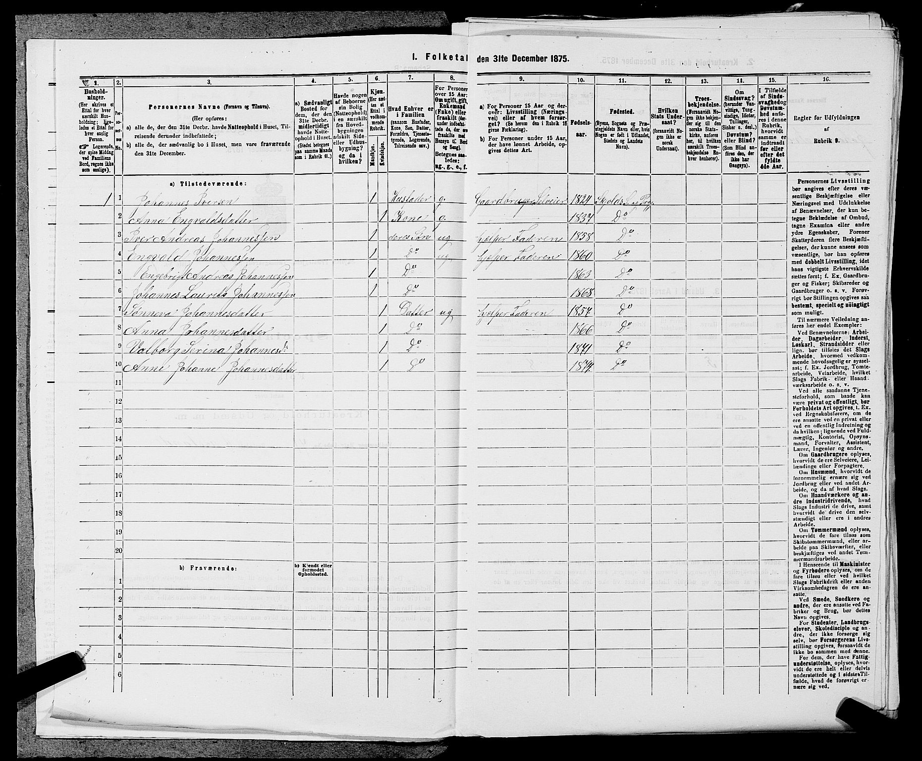 SAST, 1875 census for 1154P Skjold, 1875, p. 293
