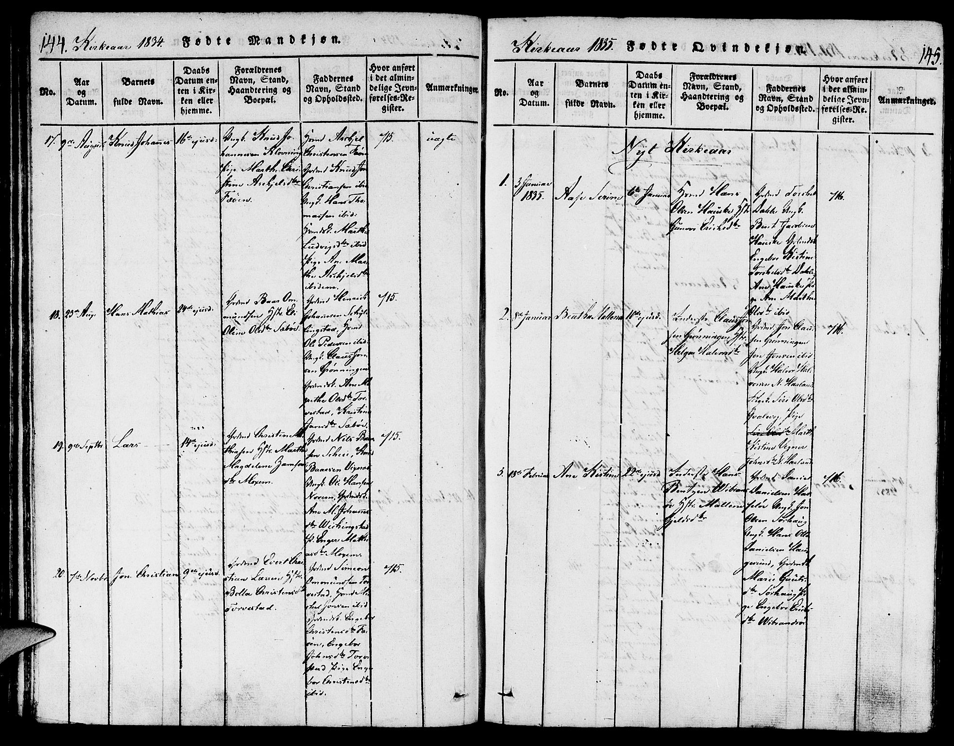 Torvastad sokneprestkontor, AV/SAST-A -101857/H/Ha/Haa/L0004: Parish register (official) no. A 3 /1, 1817-1836, p. 144-145