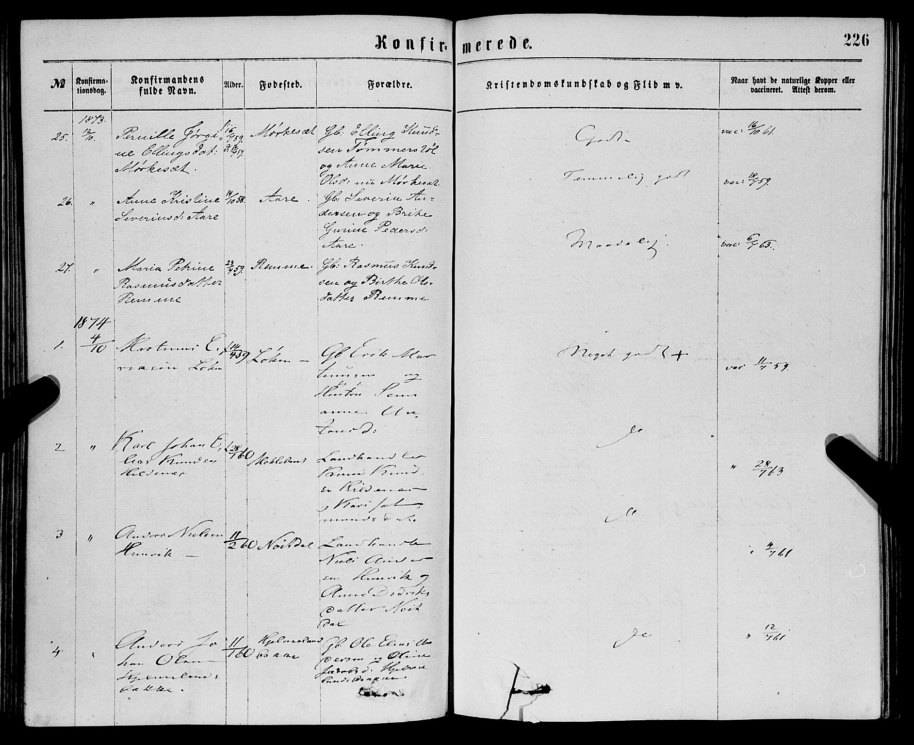 Eid sokneprestembete, SAB/A-82301/H/Haa/Haaa/L0010: Parish register (official) no. A 10, 1867-1878, p. 226