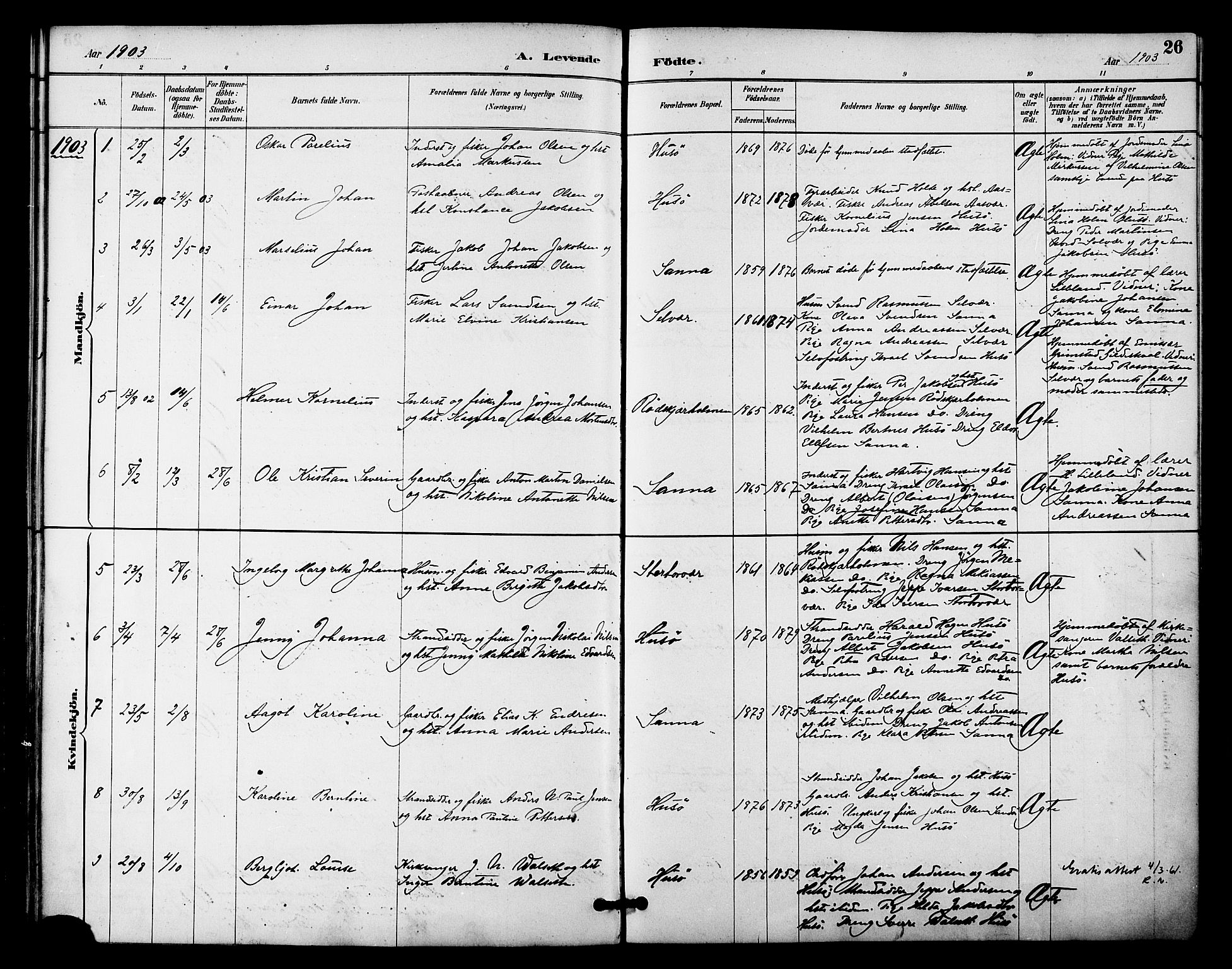 Ministerialprotokoller, klokkerbøker og fødselsregistre - Nordland, AV/SAT-A-1459/840/L0580: Parish register (official) no. 840A02, 1887-1909, p. 26