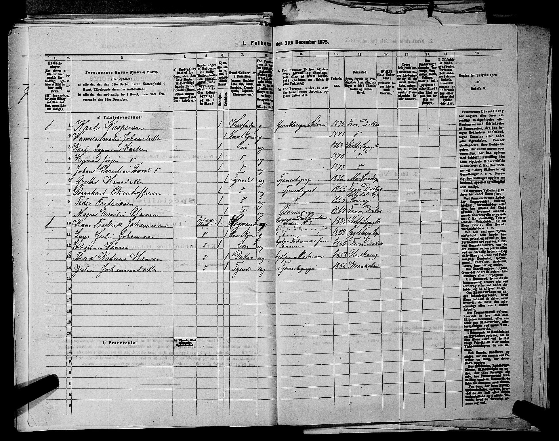 RA, 1875 census for 0211L Vestby/Vestby, Garder og Såner, 1875, p. 198