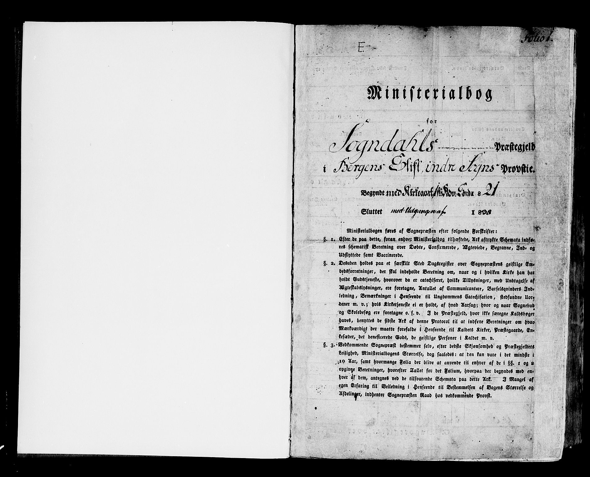 Sogndal sokneprestembete, SAB/A-81301/H/Haa/Haaa/L0010: Parish register (official) no. A 10, 1821-1838, p. 1