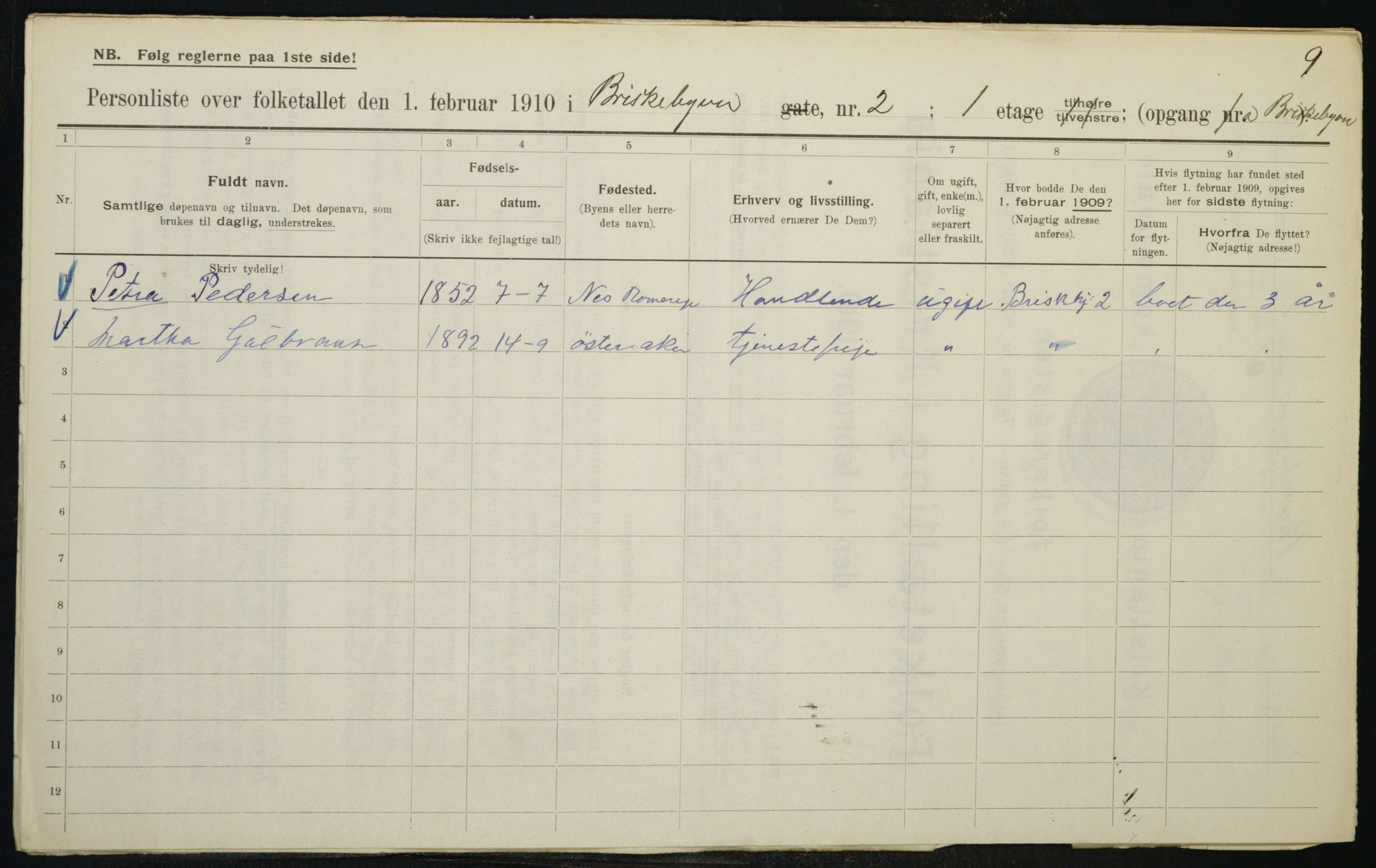 OBA, Municipal Census 1910 for Kristiania, 1910, p. 8828