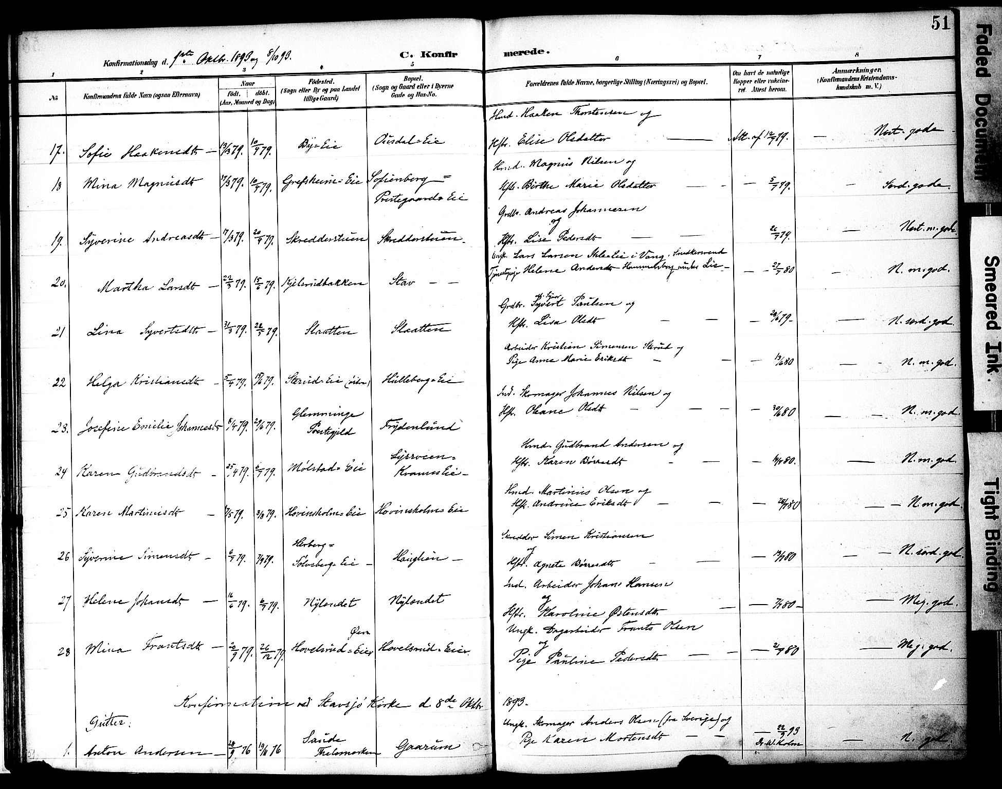 Nes prestekontor, Hedmark, AV/SAH-PREST-020/K/Ka/L0010: Parish register (official) no. 10, 1887-1905, p. 51