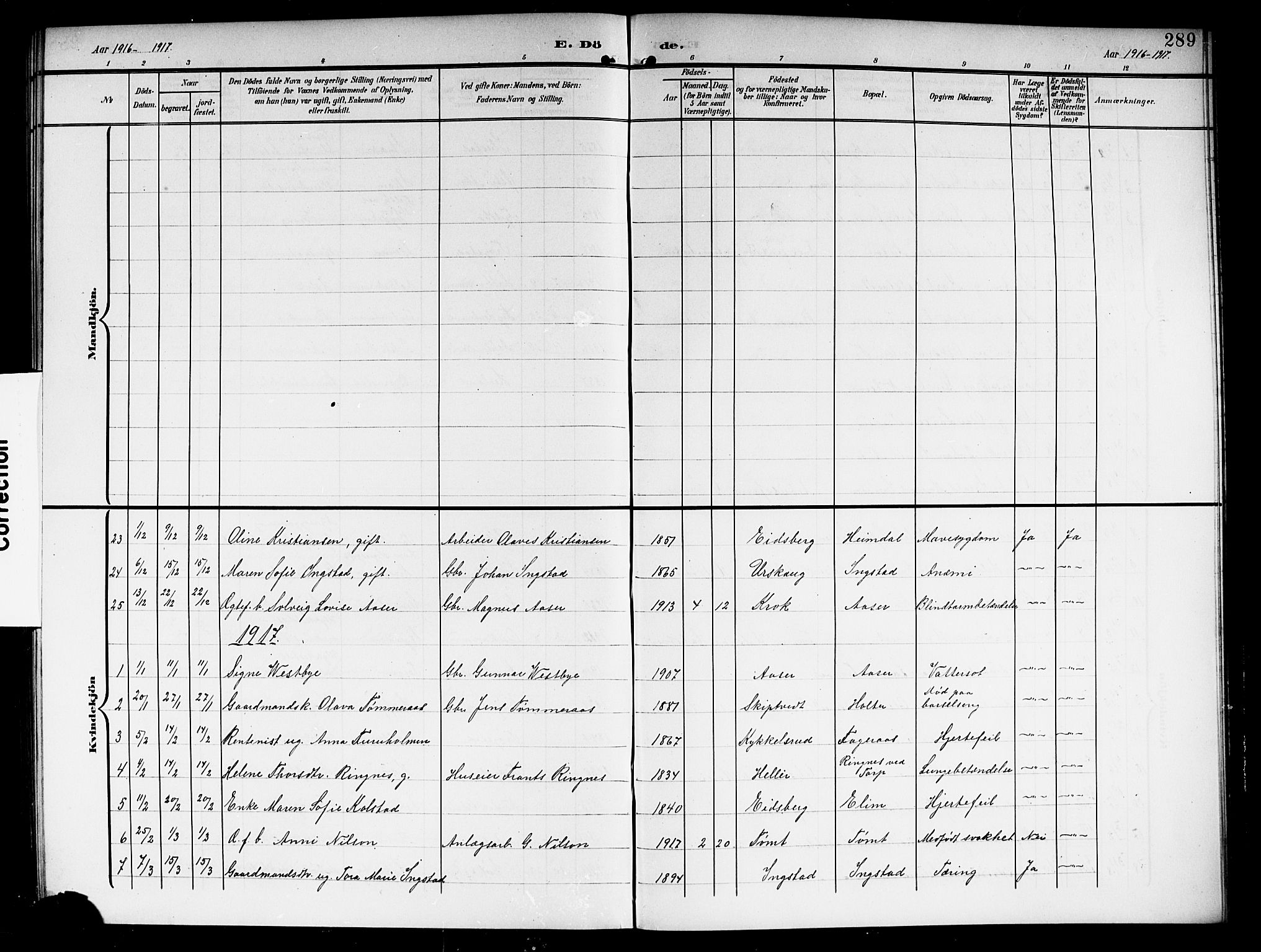 Askim prestekontor Kirkebøker, AV/SAO-A-10900/G/Ga/L0002: Parish register (copy) no. 2, 1903-1921, p. 289