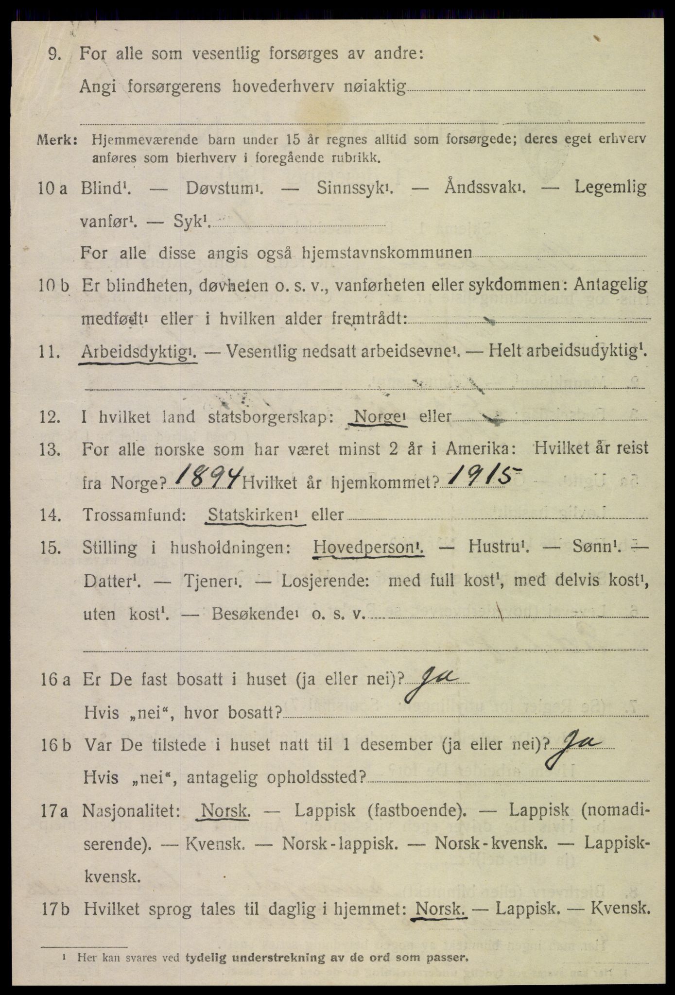 SAT, 1920 census for Snåsa, 1920, p. 2911