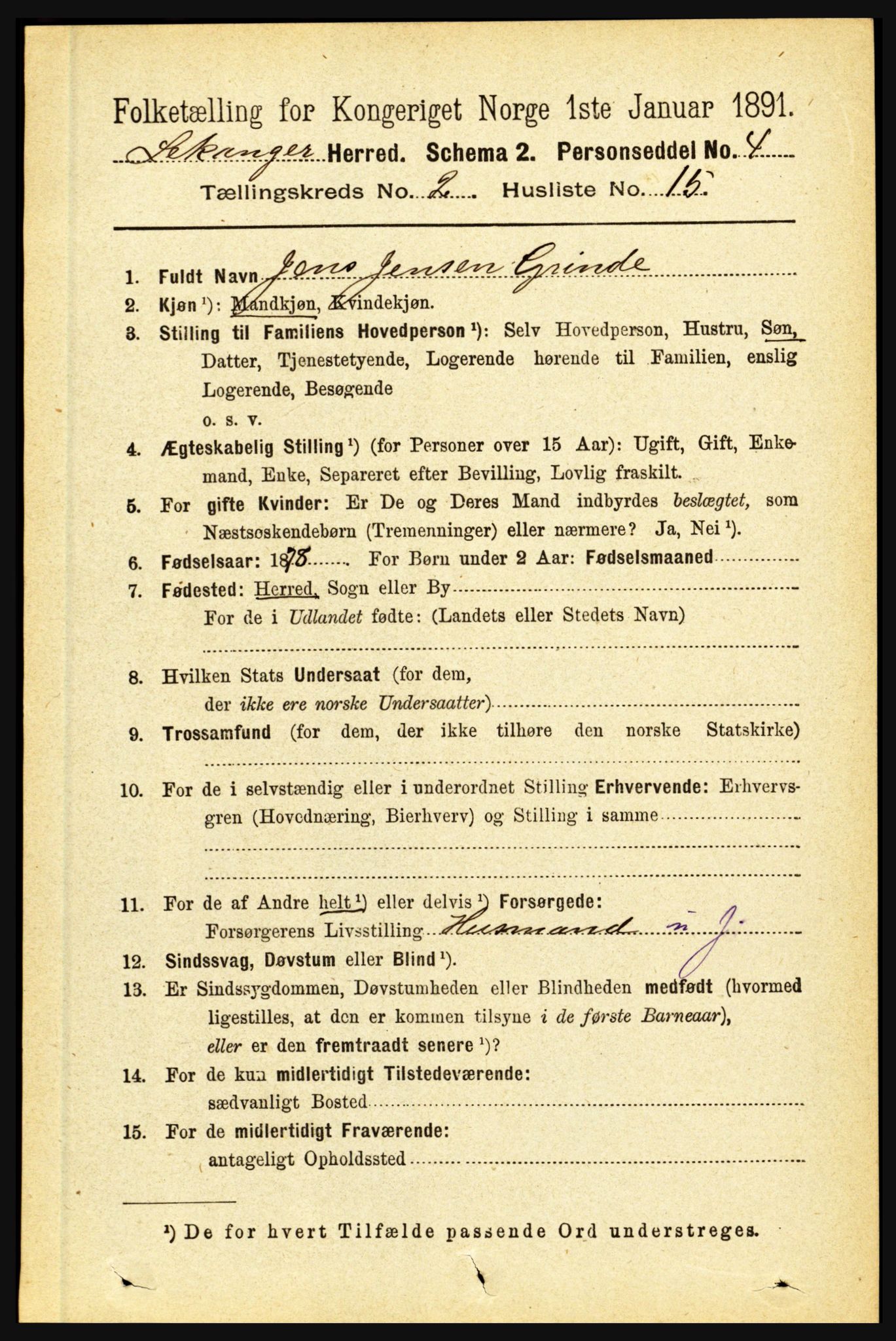 RA, 1891 census for 1419 Leikanger, 1891, p. 242