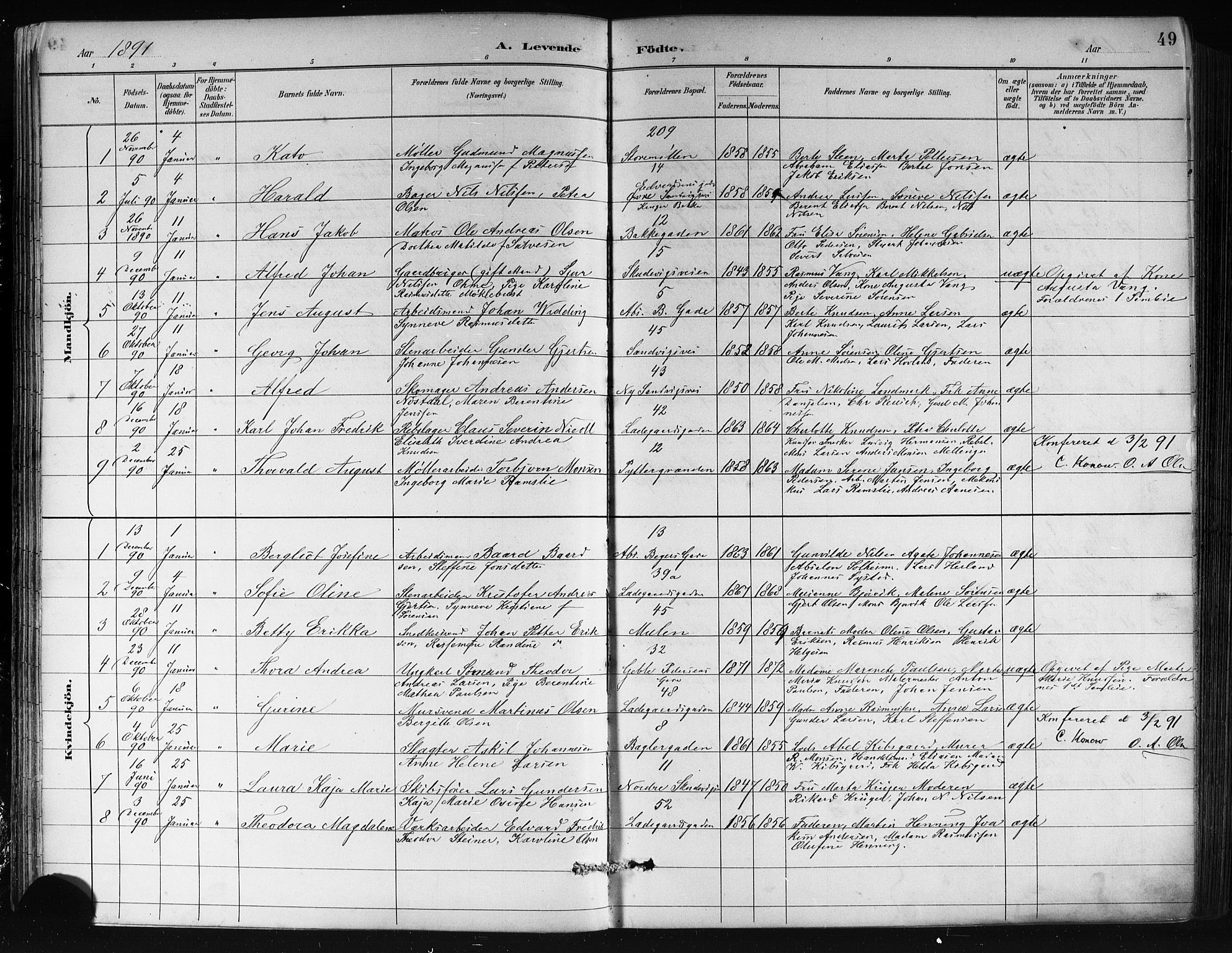Sandviken Sokneprestembete, SAB/A-77601/H/Hb/L0002: Parish register (copy) no. A 3, 1888-1902, p. 49
