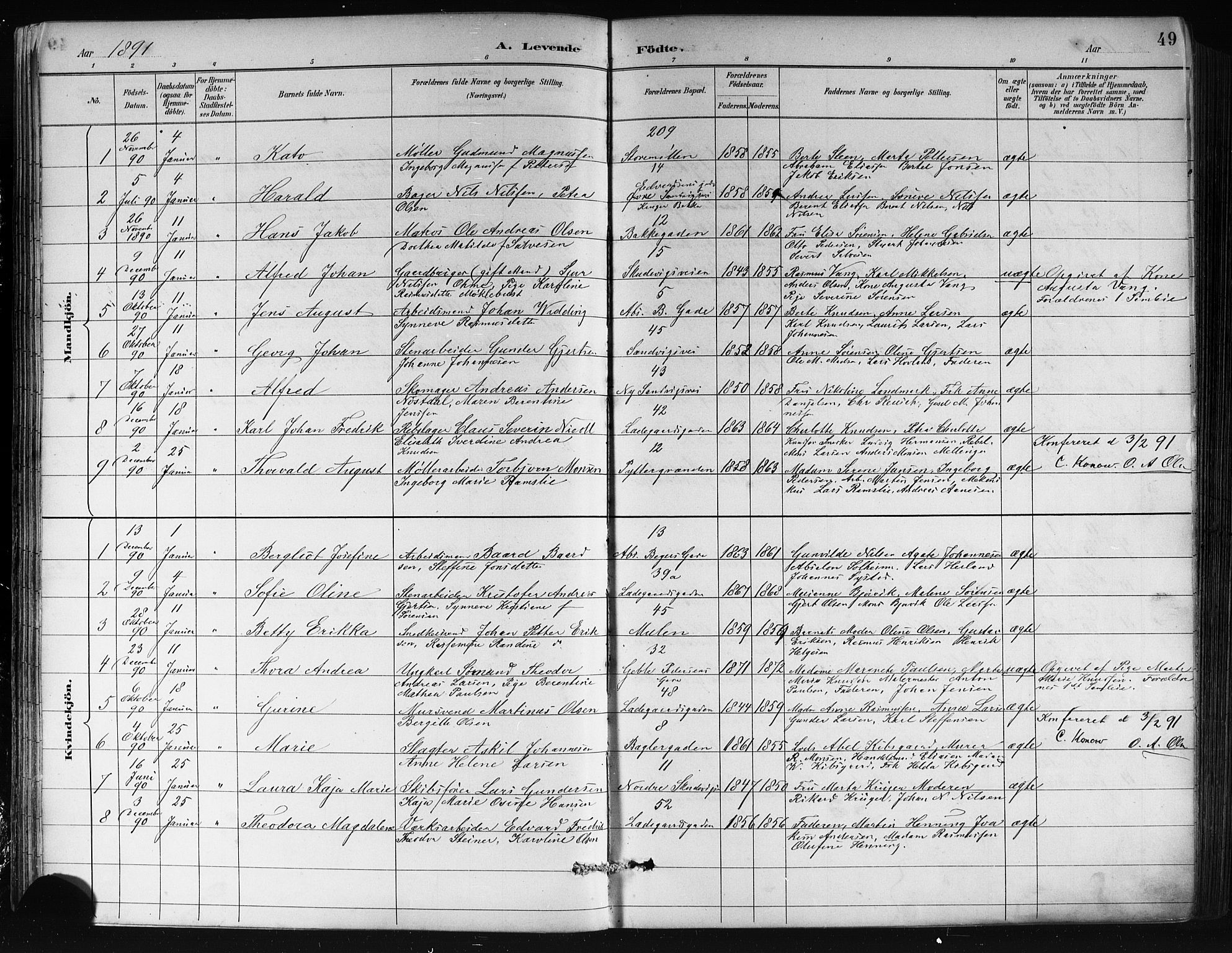 Sandviken Sokneprestembete, AV/SAB-A-77601/H/Hb/L0002: Parish register (copy) no. A 3, 1888-1902, p. 49