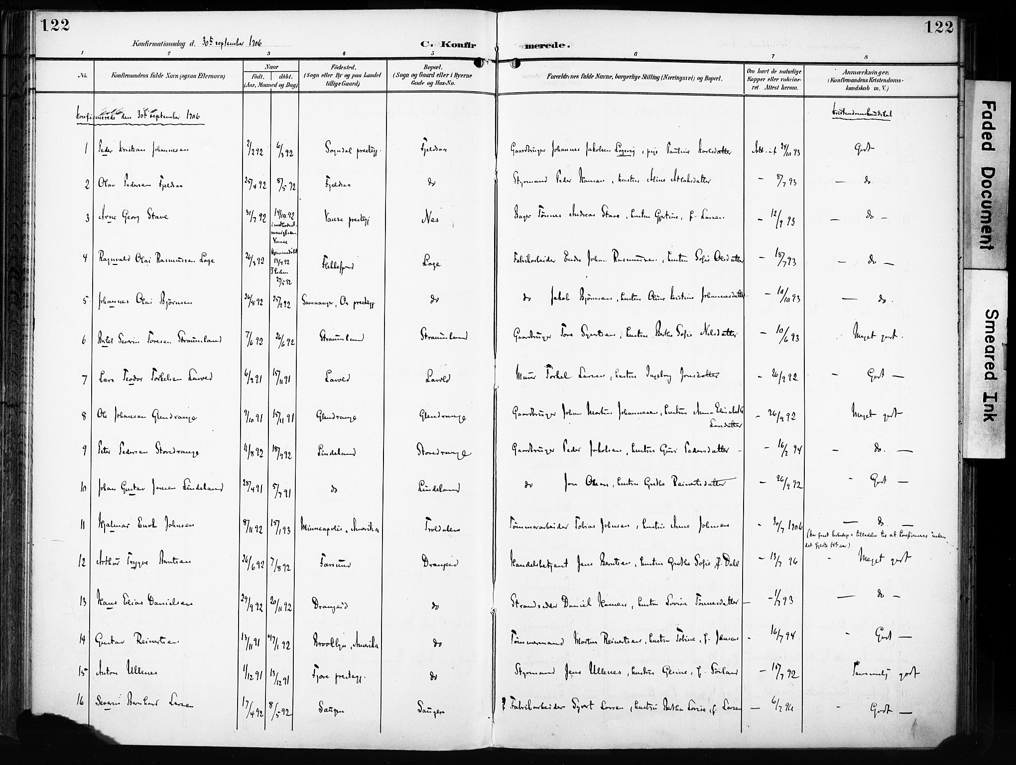 Flekkefjord sokneprestkontor, AV/SAK-1111-0012/F/Fa/Fac/L0009: Parish register (official) no. A 9, 1899-1909, p. 122