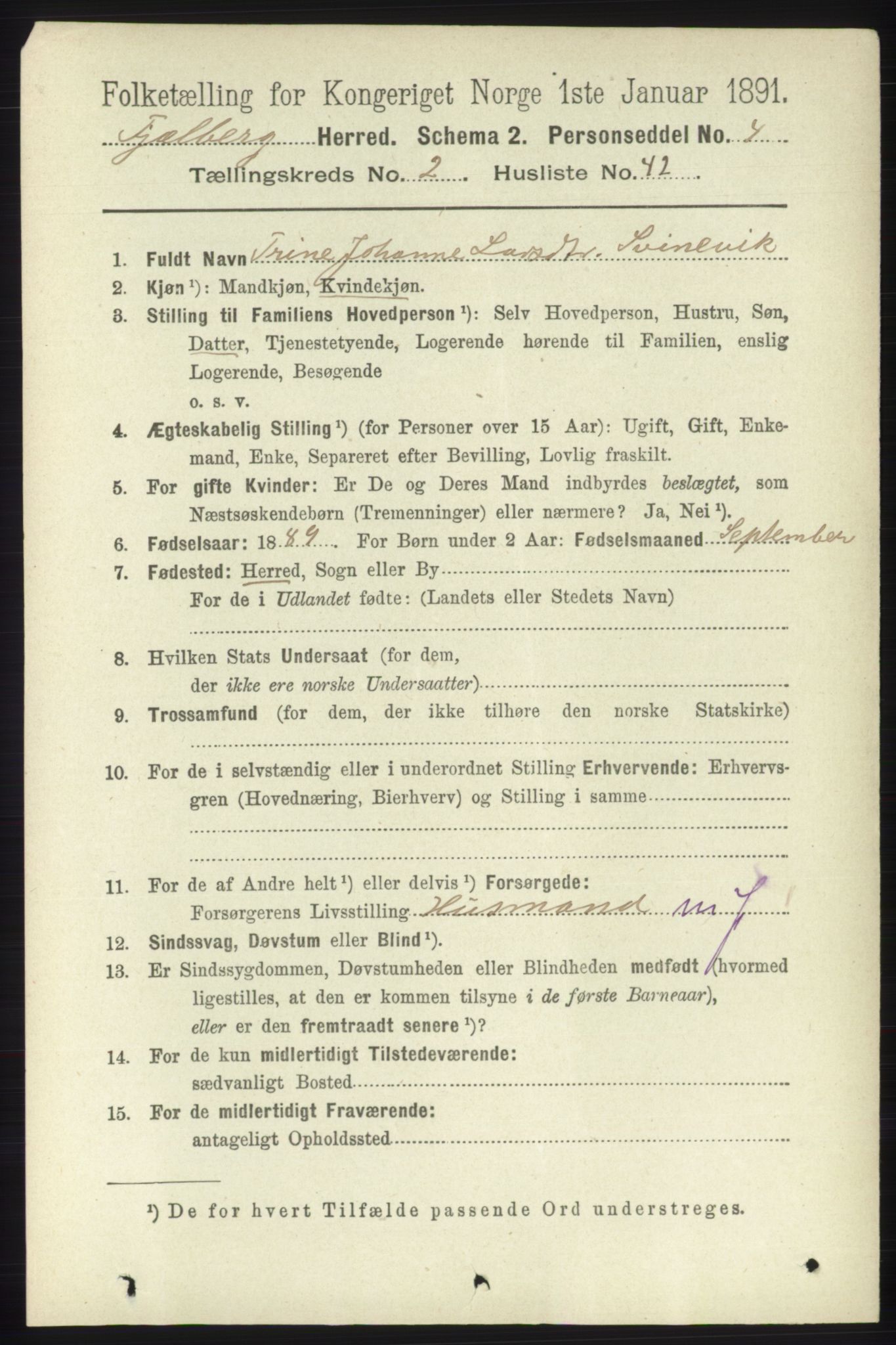 RA, 1891 census for 1213 Fjelberg, 1891, p. 718