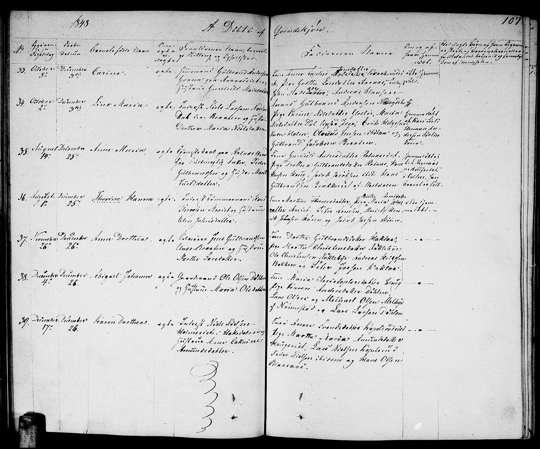 Nittedal prestekontor Kirkebøker, AV/SAO-A-10365a/F/Fa/L0004: Parish register (official) no. I 4, 1836-1849, p. 107