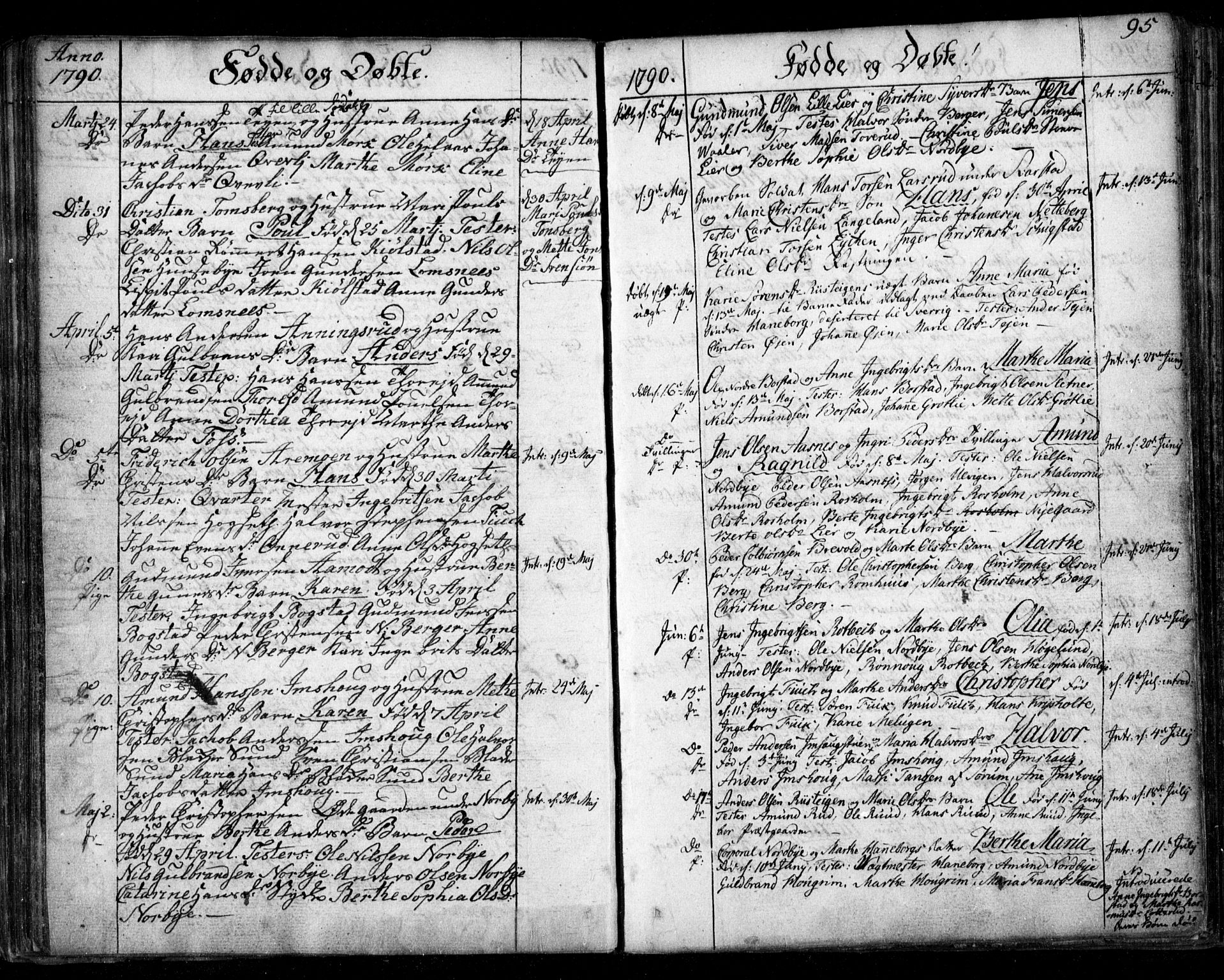 Aurskog prestekontor Kirkebøker, SAO/A-10304a/F/Fa/L0003: Parish register (official) no. I 3, 1767-1807, p. 95