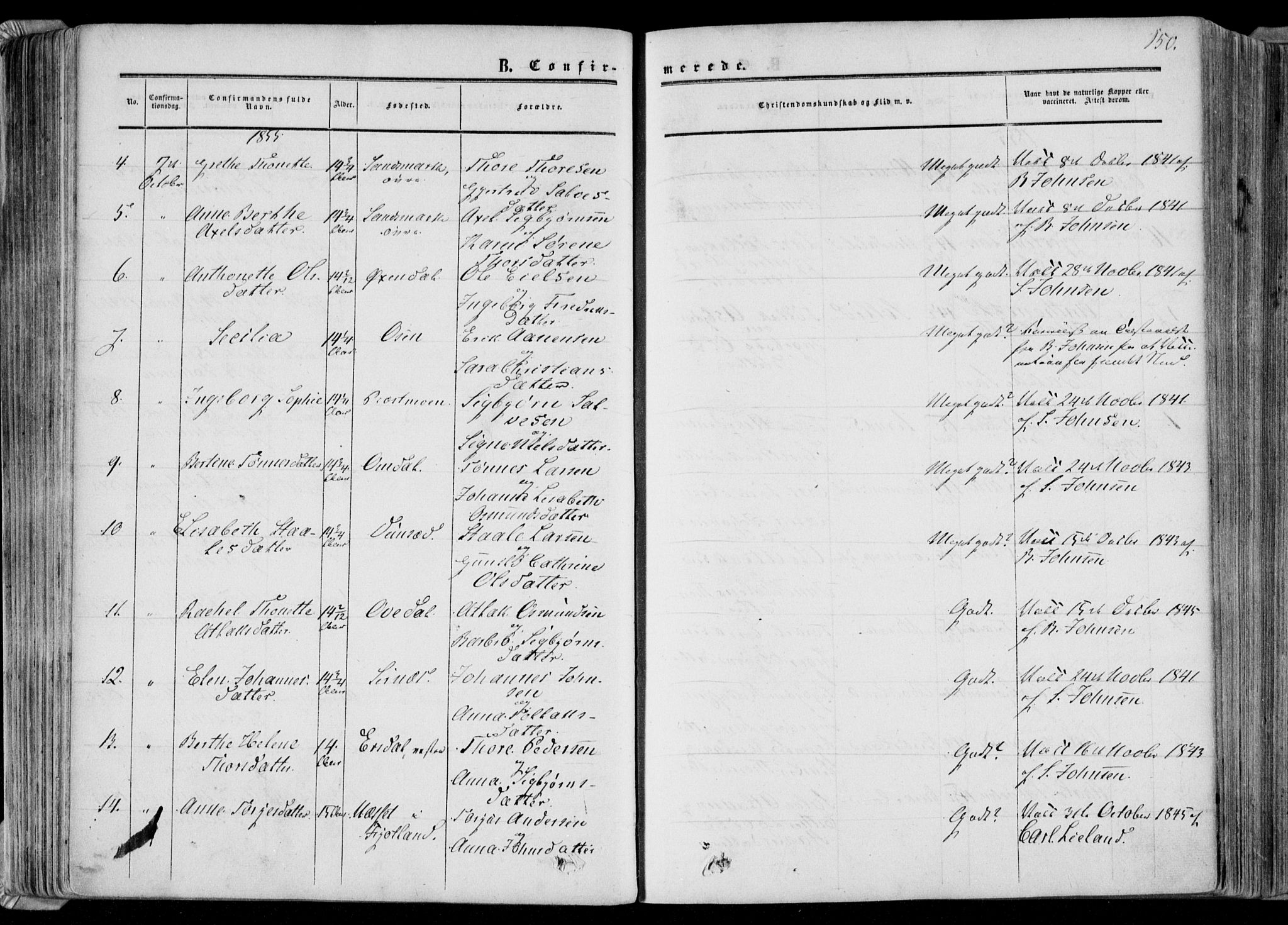 Bakke sokneprestkontor, SAK/1111-0002/F/Fa/Faa/L0006: Parish register (official) no. A 6, 1855-1877, p. 150