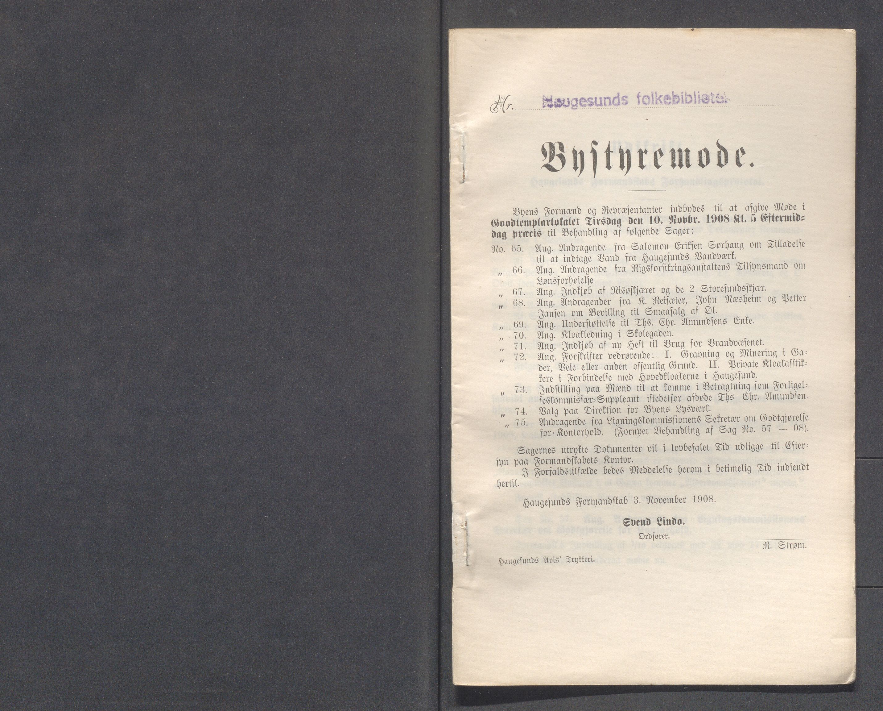 Haugesund kommune - Formannskapet og Bystyret, IKAR/A-740/A/Abb/L0002: Bystyreforhandlinger, 1908-1917, p. 84