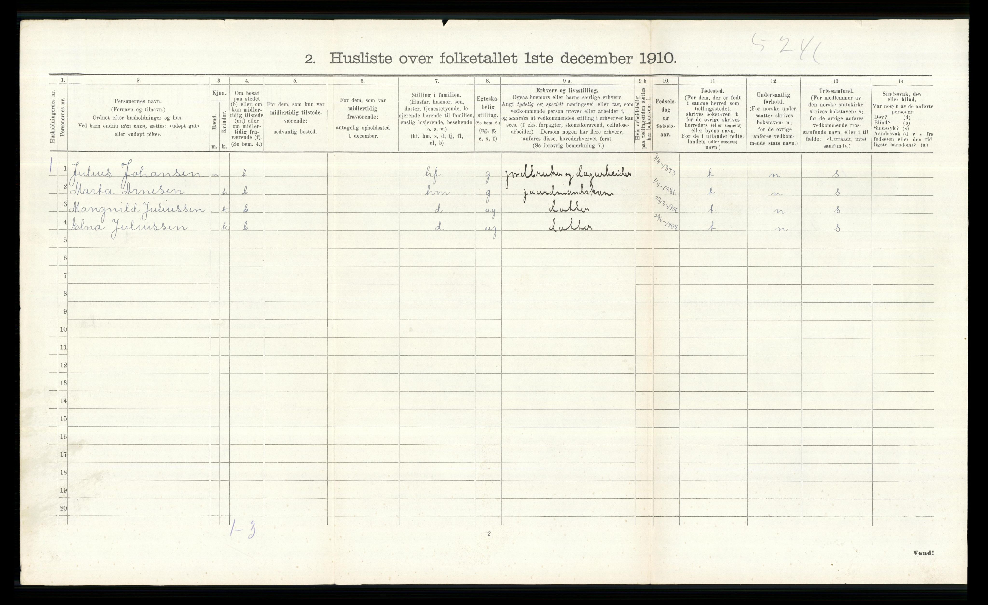 RA, 1910 census for Grue, 1910, p. 1934