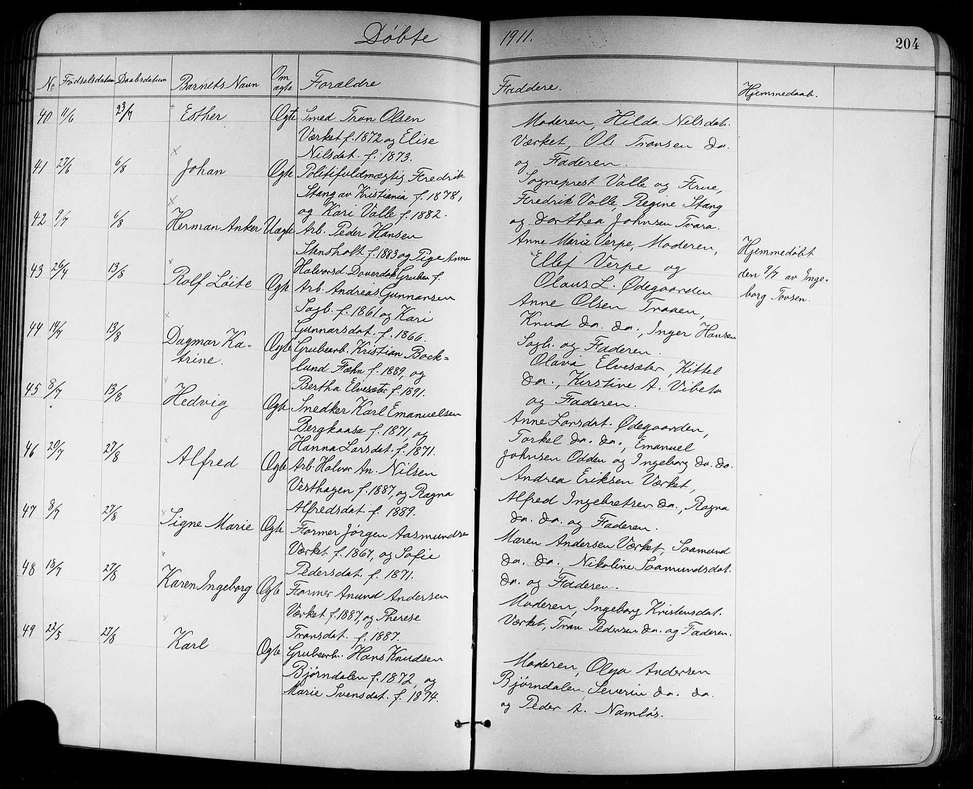 Holla kirkebøker, AV/SAKO-A-272/G/Ga/L0005: Parish register (copy) no. I 5, 1891-1917, p. 204