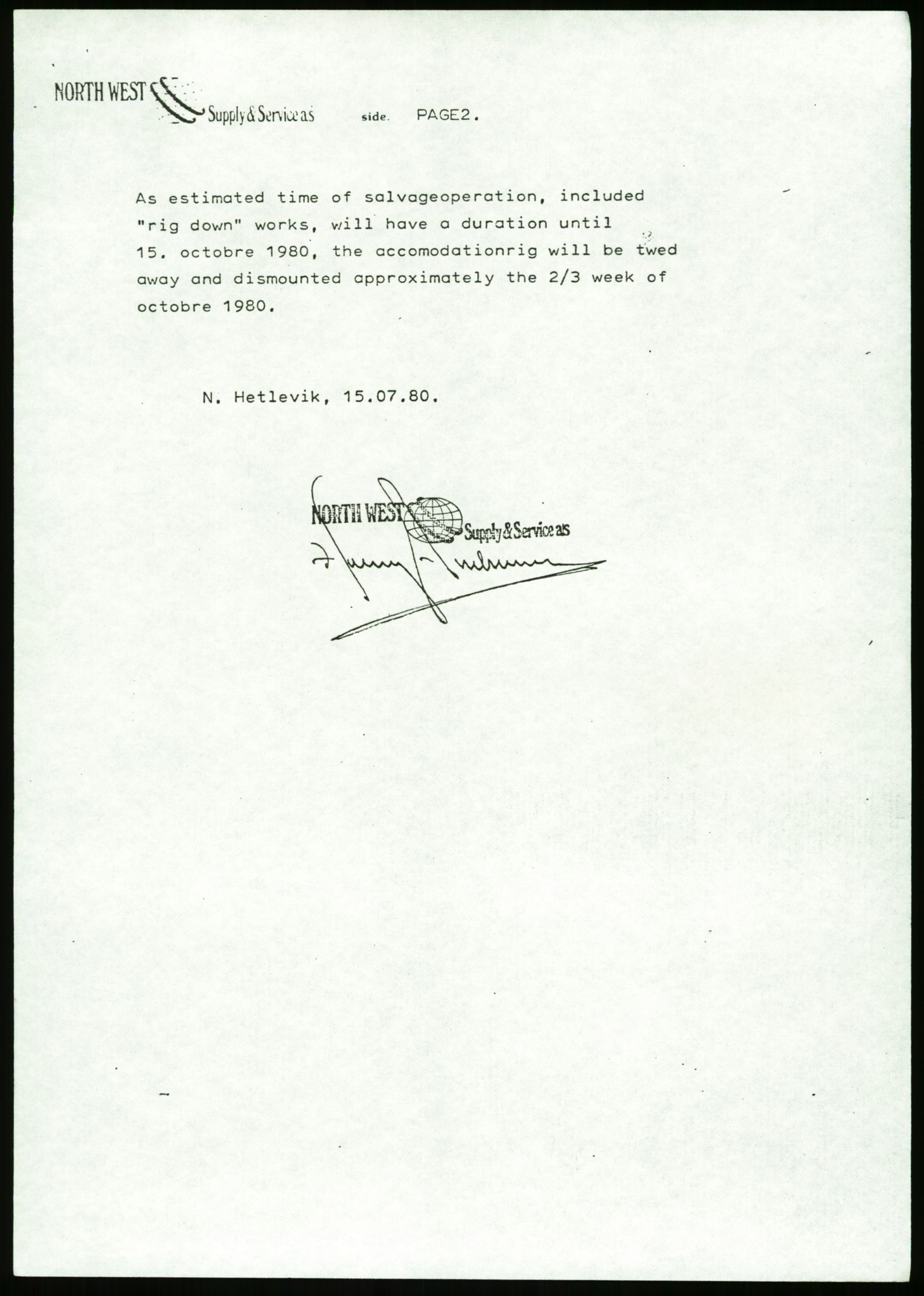 Pa 1503 - Stavanger Drilling AS, AV/SAST-A-101906/Da/L0013: Alexander L. Kielland - Saks- og korrespondansearkiv, 1980, p. 56