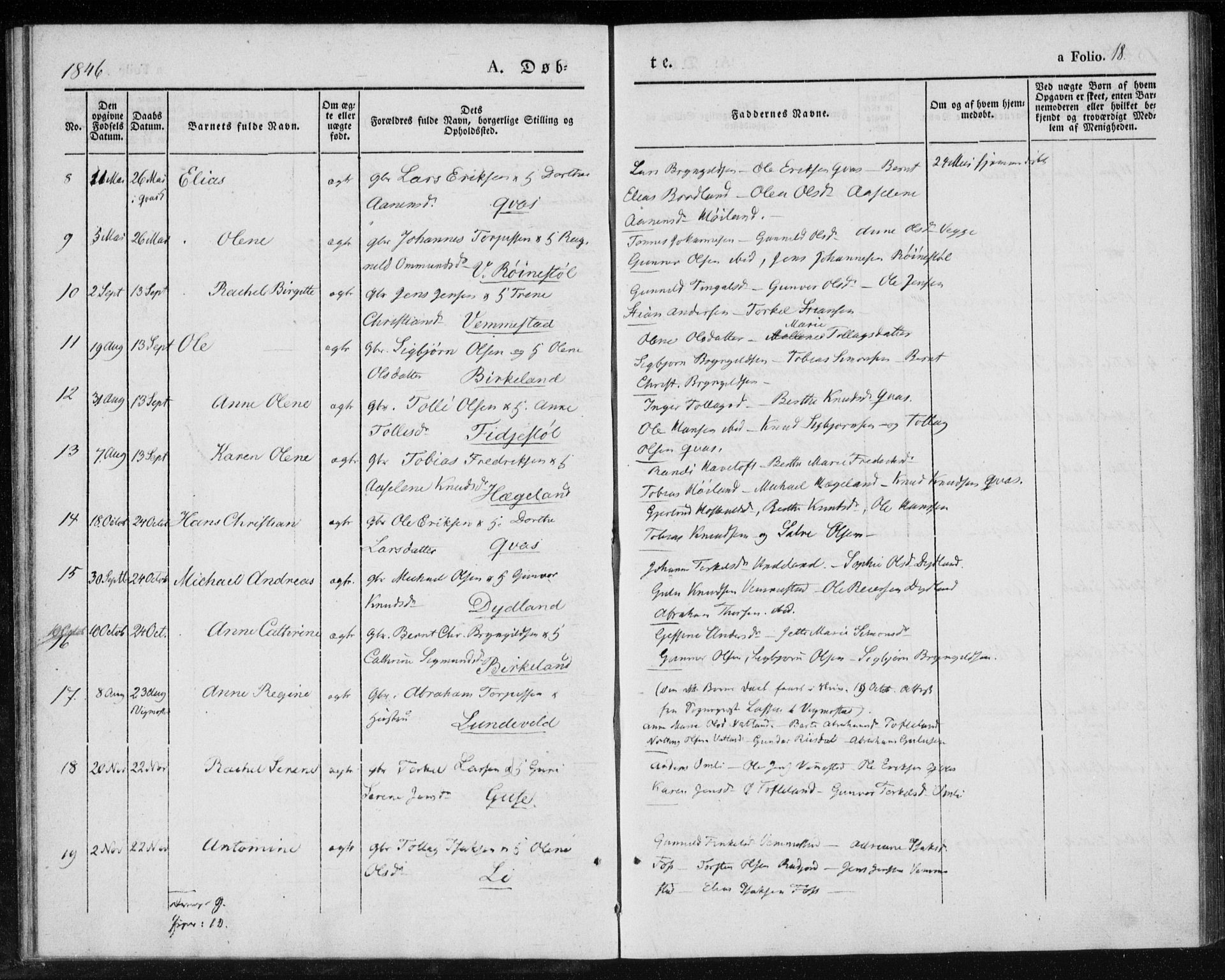 Lyngdal sokneprestkontor, AV/SAK-1111-0029/F/Fa/Fab/L0001: Parish register (official) no. A 1, 1838-1860, p. 18