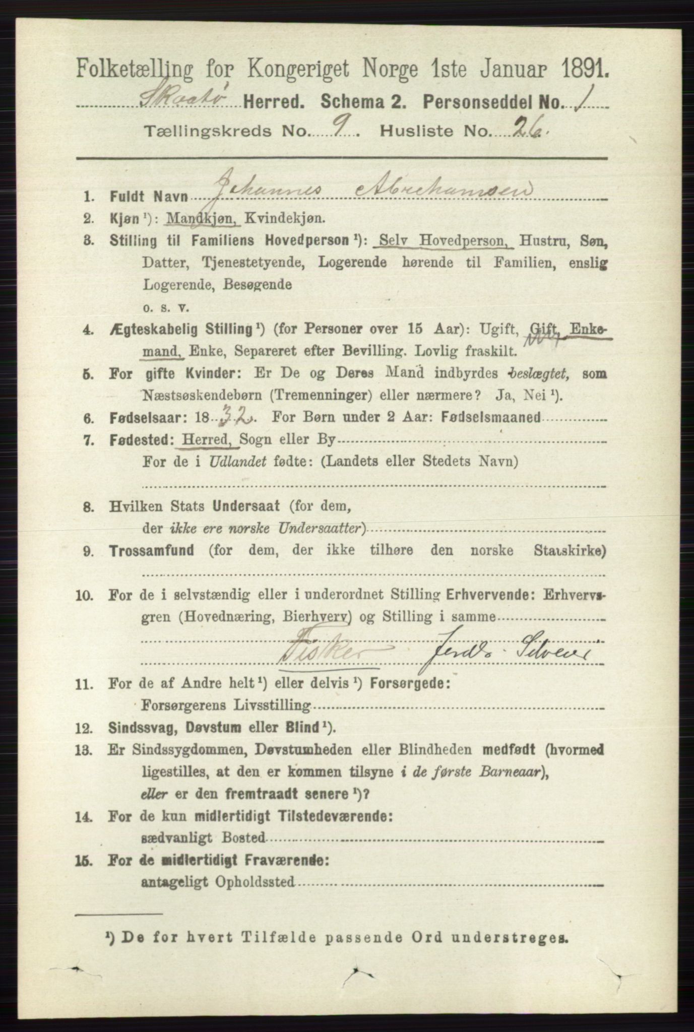 RA, 1891 census for 0815 Skåtøy, 1891, p. 4002