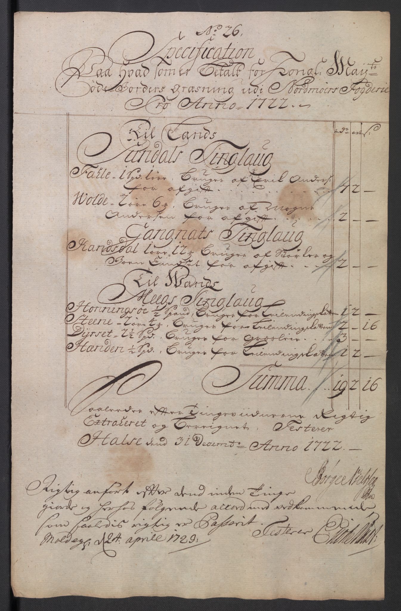 Rentekammeret inntil 1814, Reviderte regnskaper, Fogderegnskap, RA/EA-4092/R56/L3755: Fogderegnskap Nordmøre, 1722, p. 240