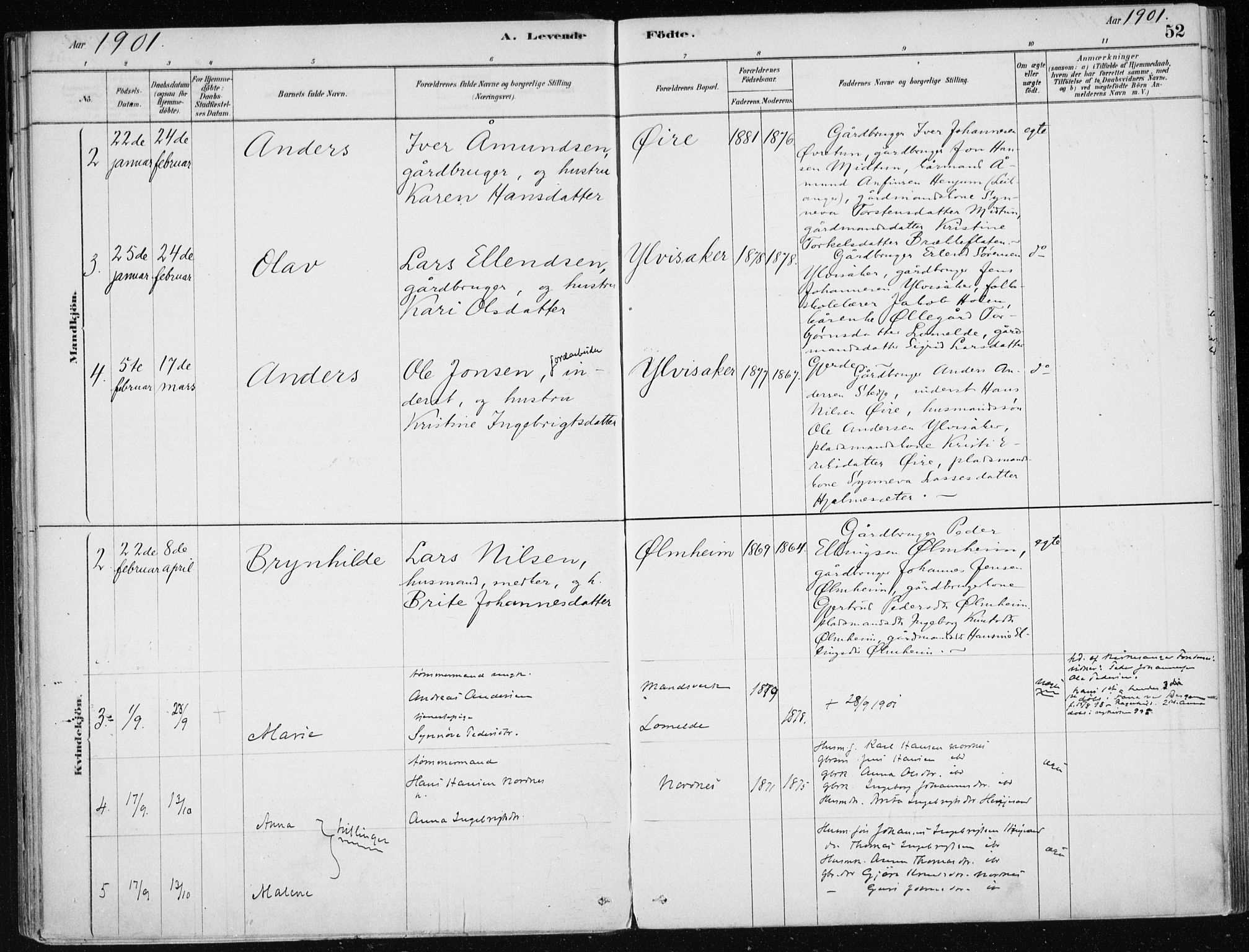 Sogndal sokneprestembete, SAB/A-81301/H/Haa/Haac/L0001: Parish register (official) no. C 1, 1878-1907, p. 52