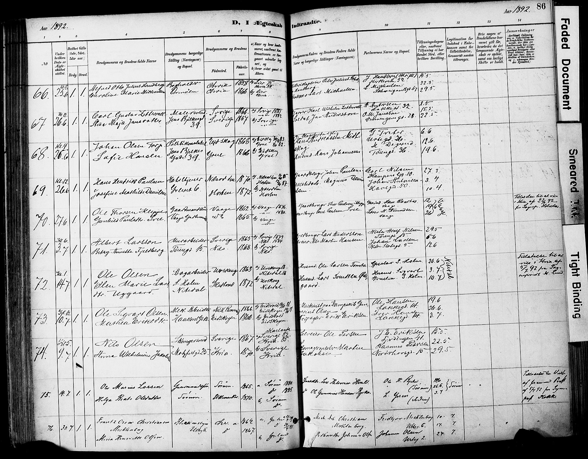 Grønland prestekontor Kirkebøker, AV/SAO-A-10848/F/Fa/L0013: Parish register (official) no. 13, 1887-1906, p. 86