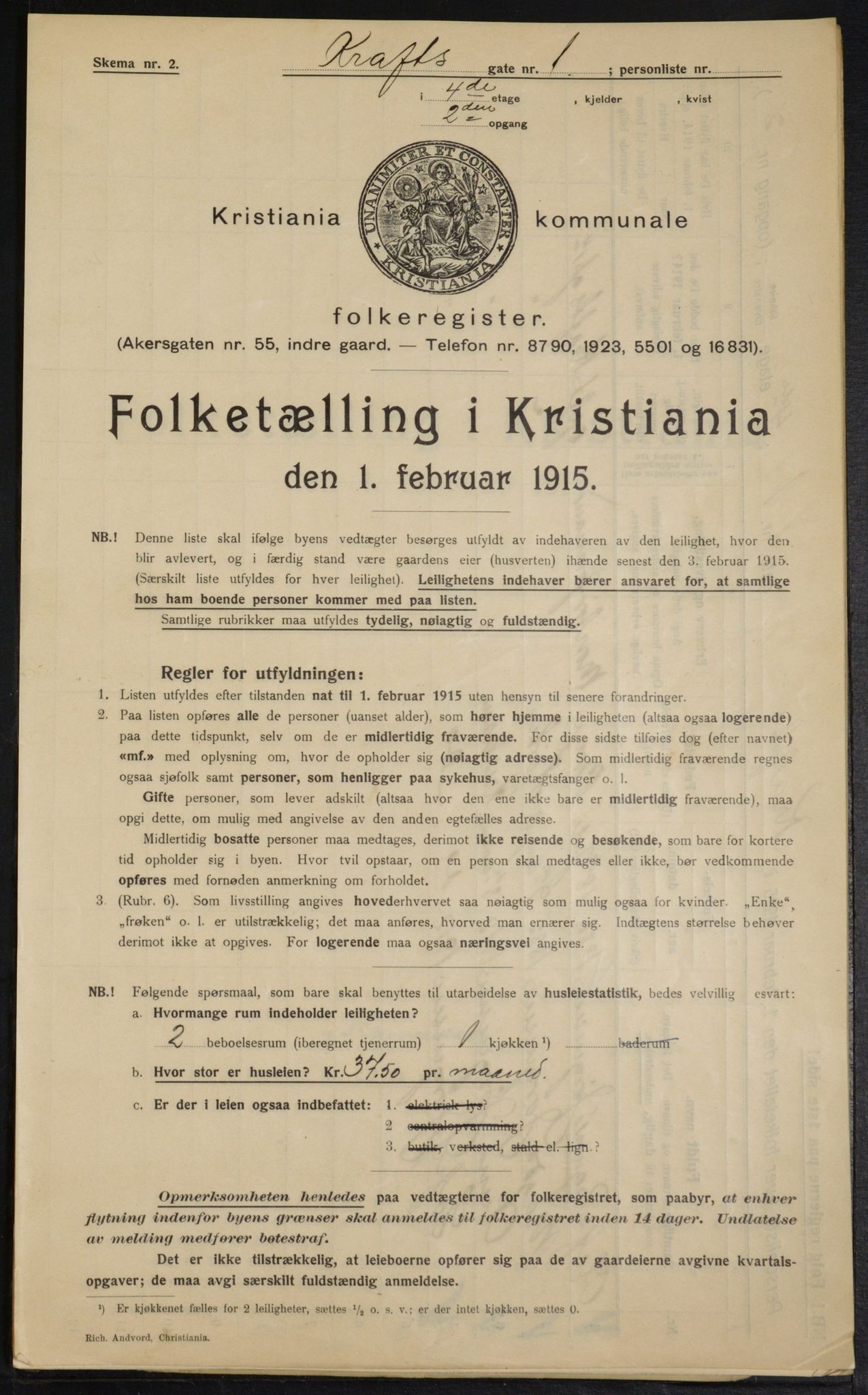 OBA, Municipal Census 1915 for Kristiania, 1915, p. 53414