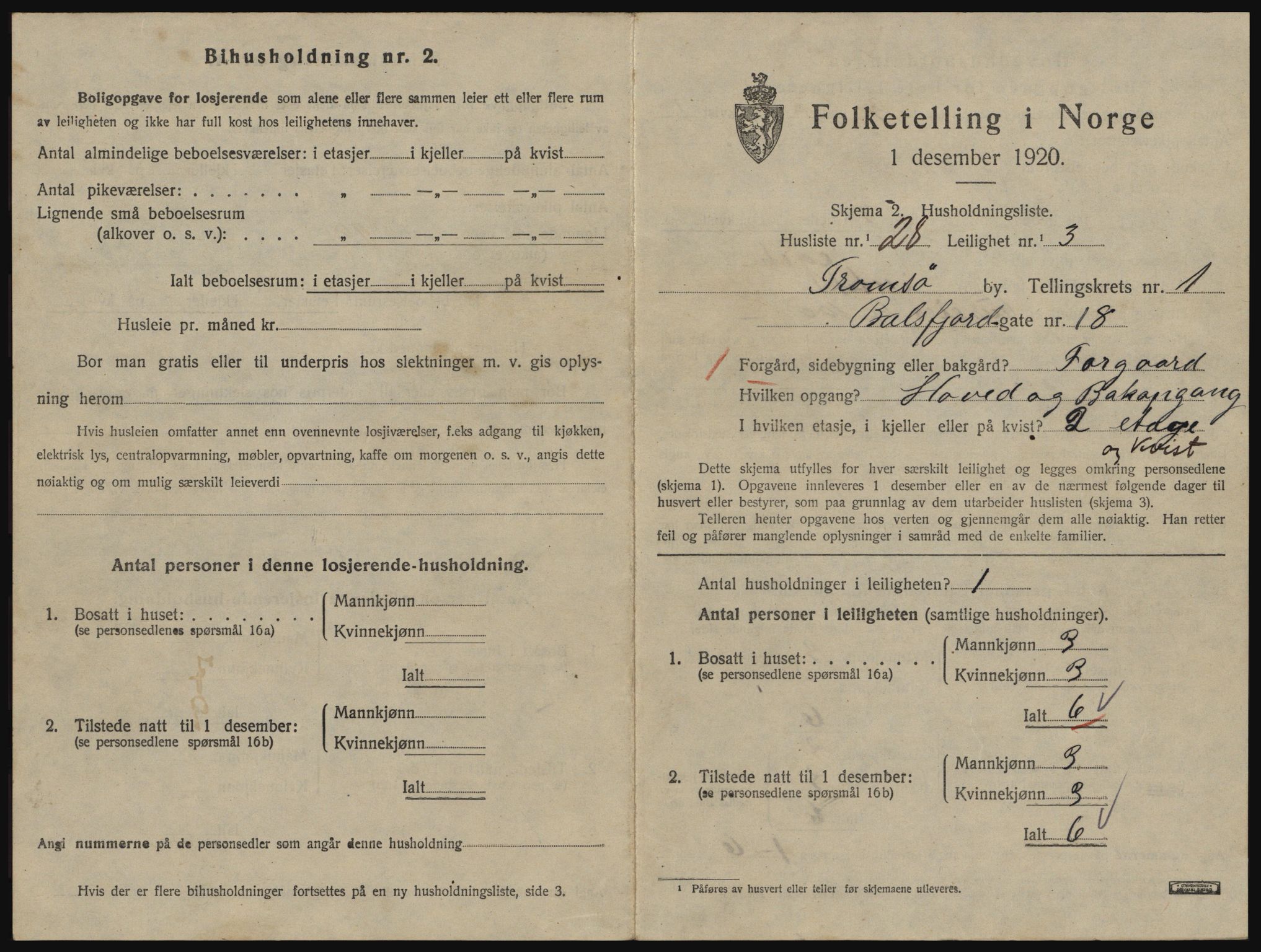 SATØ, 1920 census for Tromsø, 1920, p. 2501