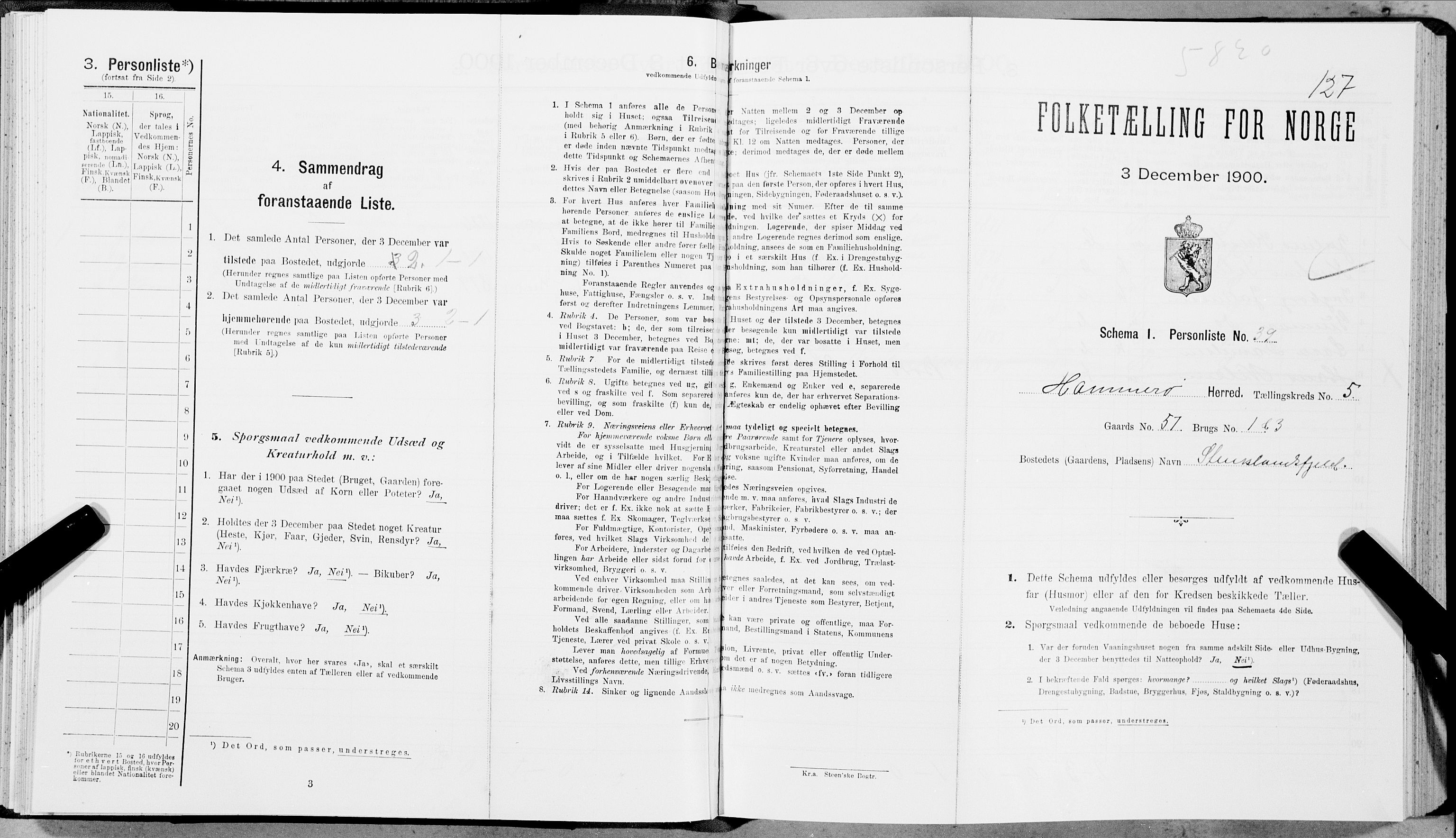 SAT, 1900 census for Hamarøy, 1900, p. 616