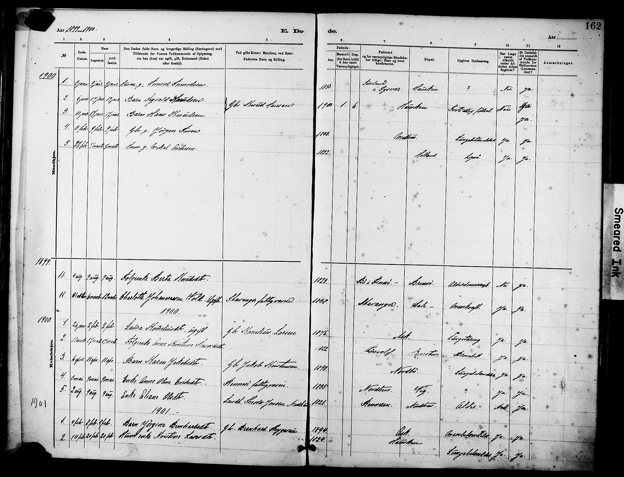 Rennesøy sokneprestkontor, SAST/A -101827/H/Ha/Haa/L0012: Parish register (official) no. A 13, 1885-1917, p. 162