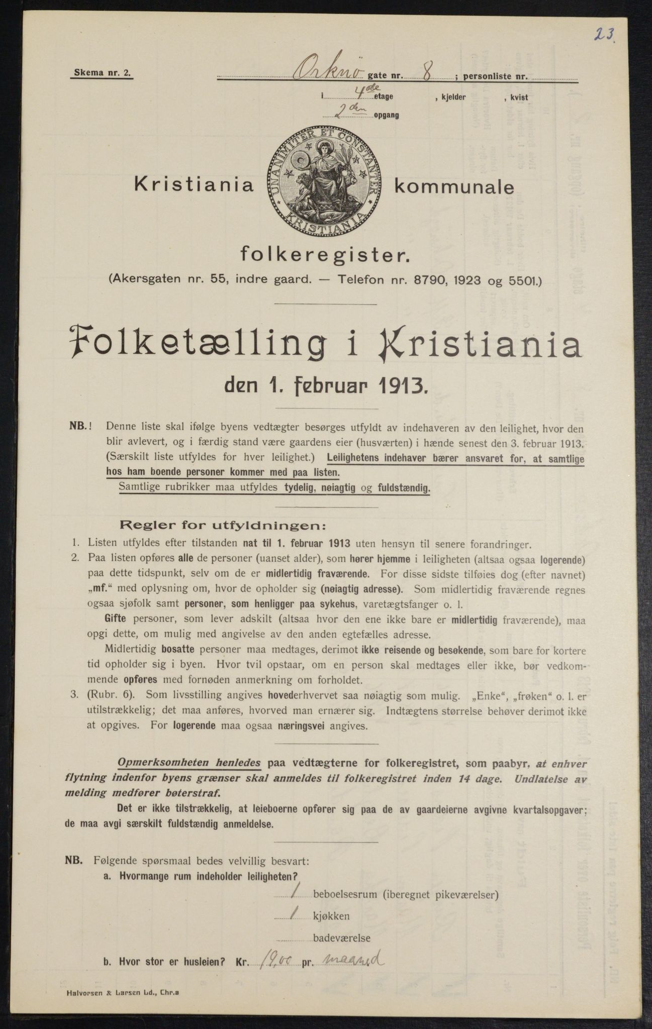 OBA, Municipal Census 1914 for Kristiania, 1914, p. 76111