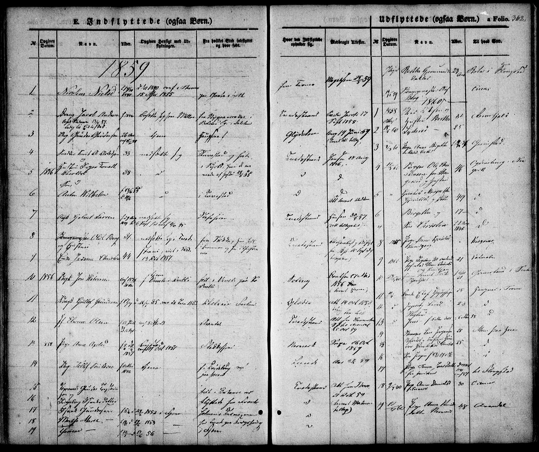 Holt sokneprestkontor, SAK/1111-0021/F/Fa/L0008: Parish register (official) no. A 8, 1849-1860, p. 362