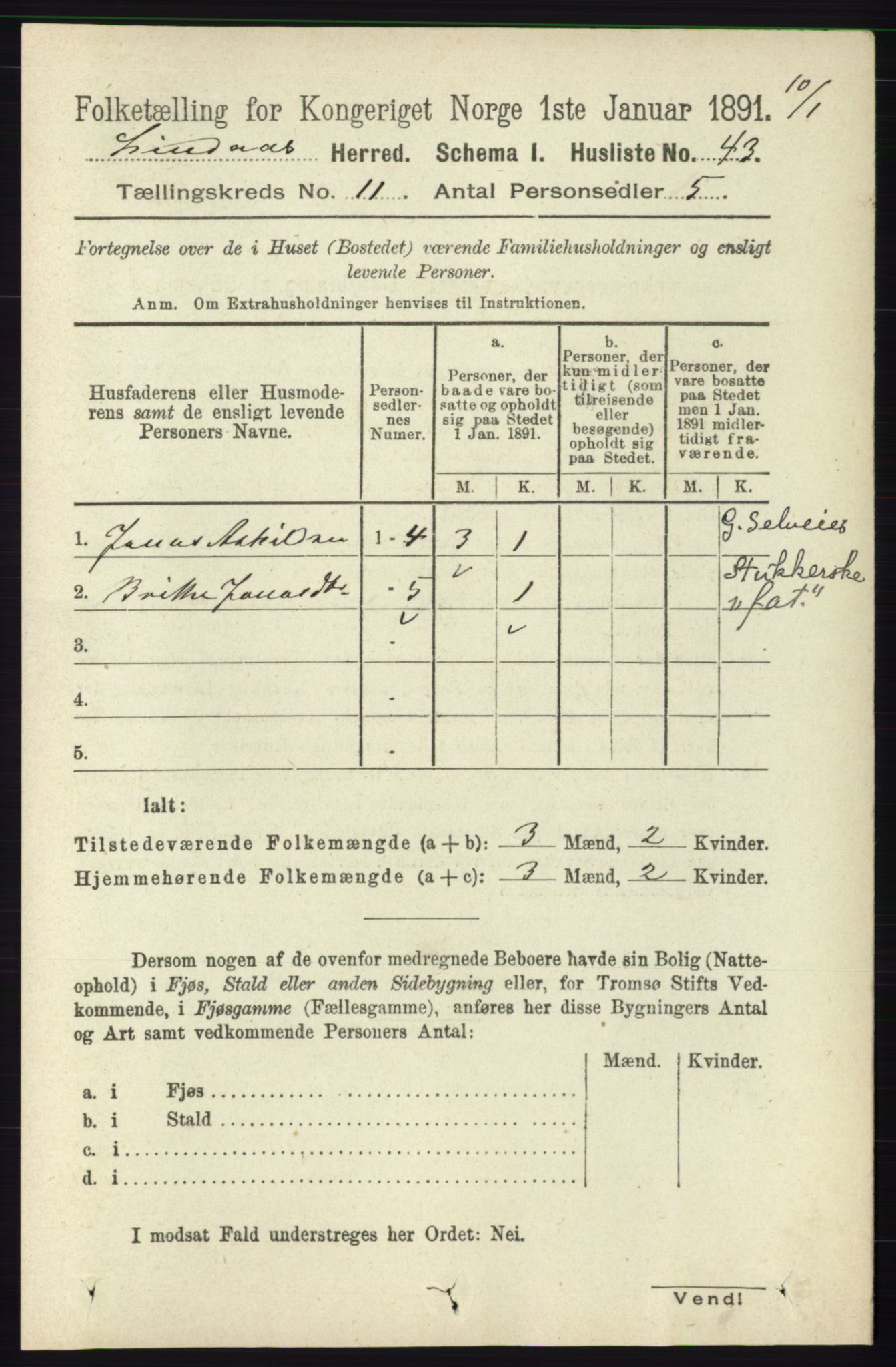 RA, 1891 census for 1263 Lindås, 1891, p. 3654