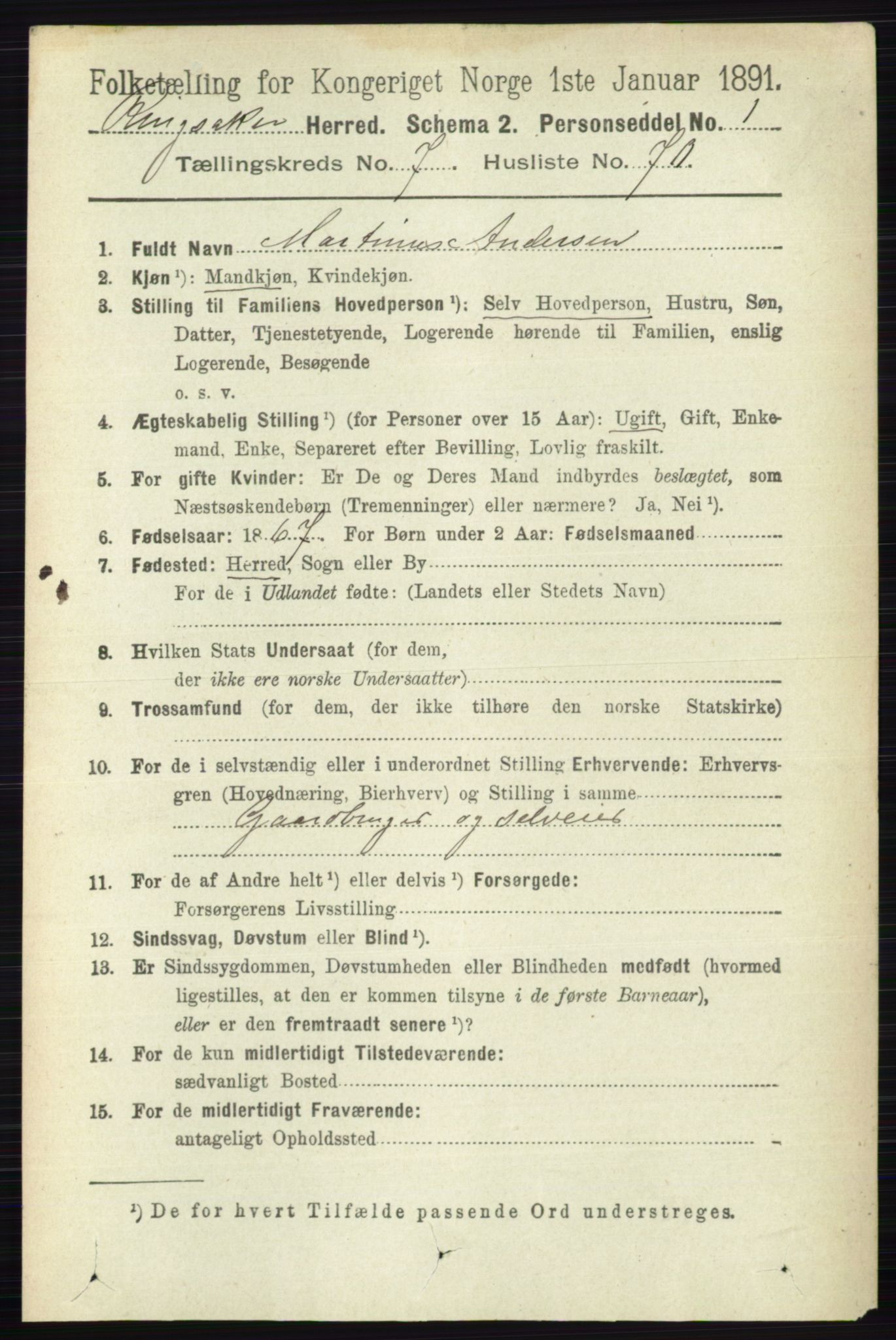RA, 1891 census for 0412 Ringsaker, 1891, p. 4356