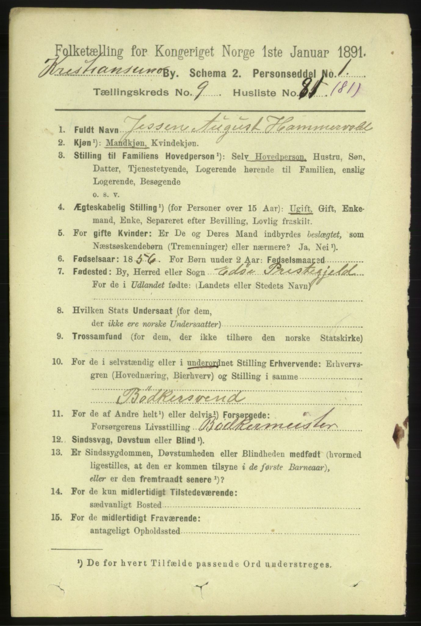 RA, 1891 census for 1503 Kristiansund, 1891, p. 8046