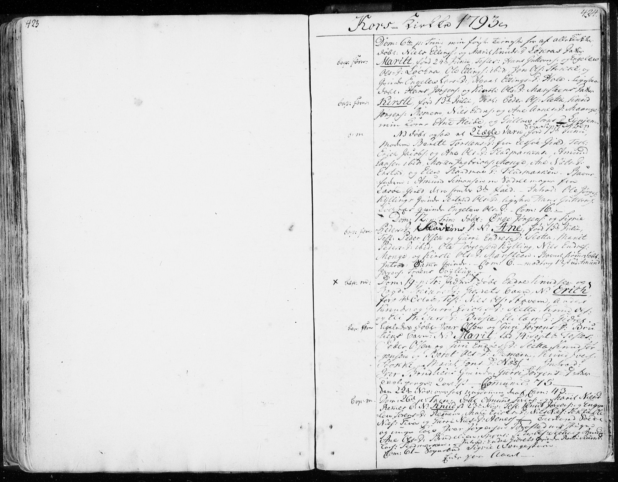 Ministerialprotokoller, klokkerbøker og fødselsregistre - Møre og Romsdal, AV/SAT-A-1454/544/L0569: Parish register (official) no. 544A02, 1764-1806, p. 423-424