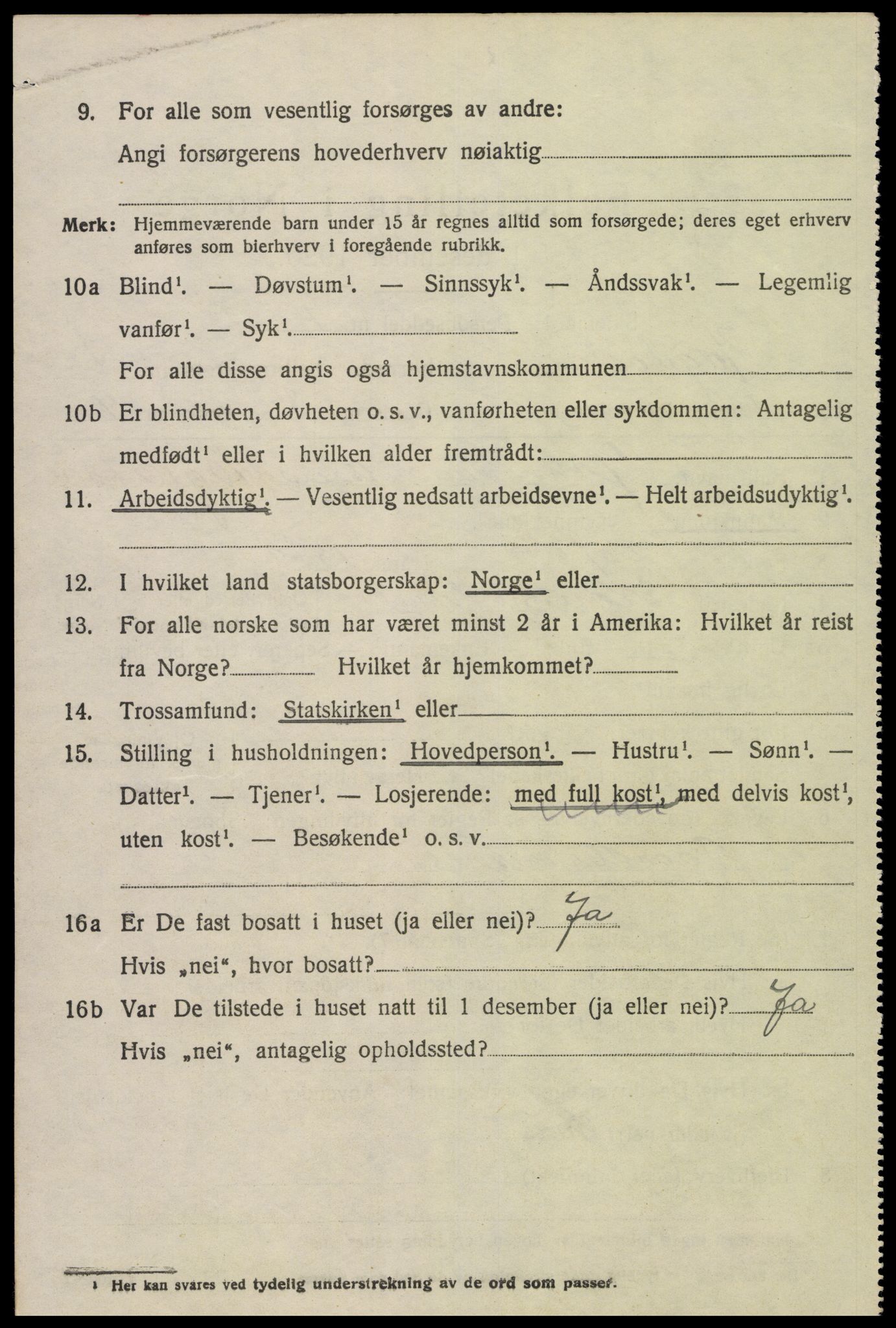 SAK, 1920 census for Hægebostad, 1920, p. 2188