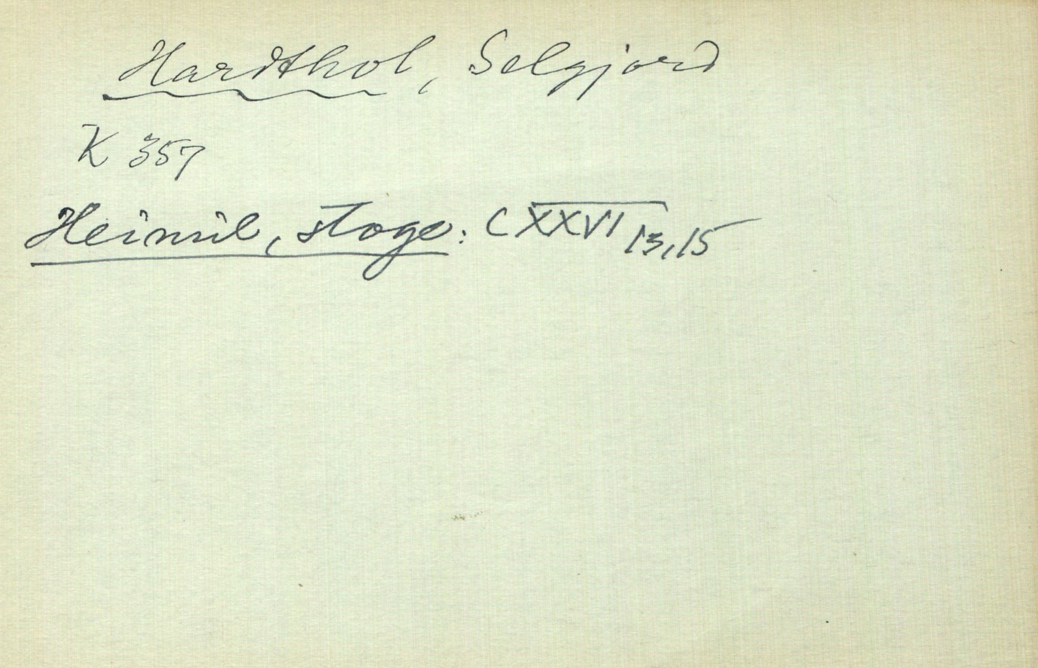 Rikard Berge, TEMU/TGM-A-1003/I/L0008: Personregister- H, 1910-1950