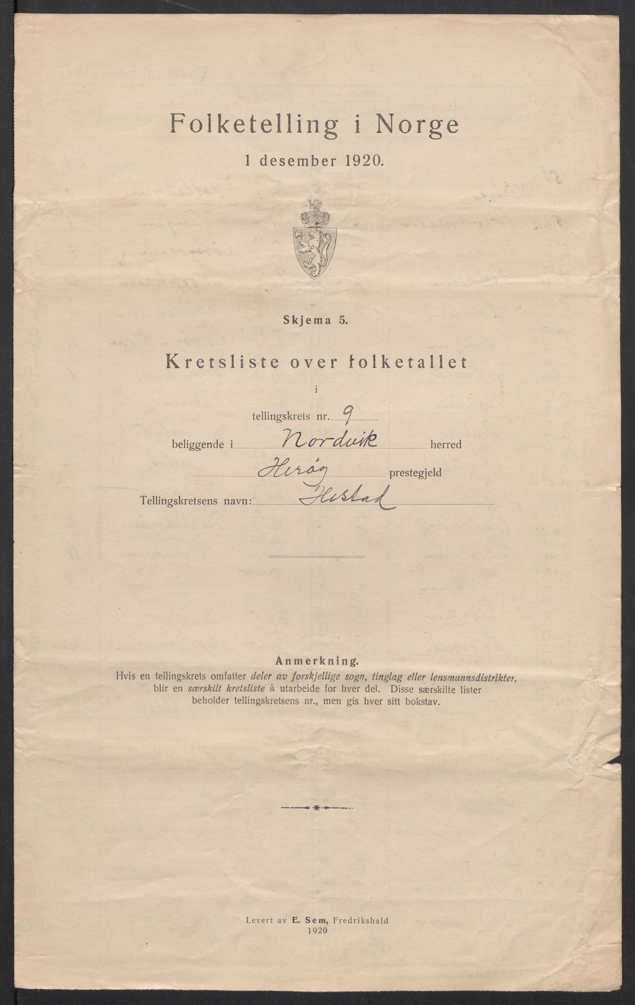 SAT, 1920 census for Nordvik, 1920, p. 30