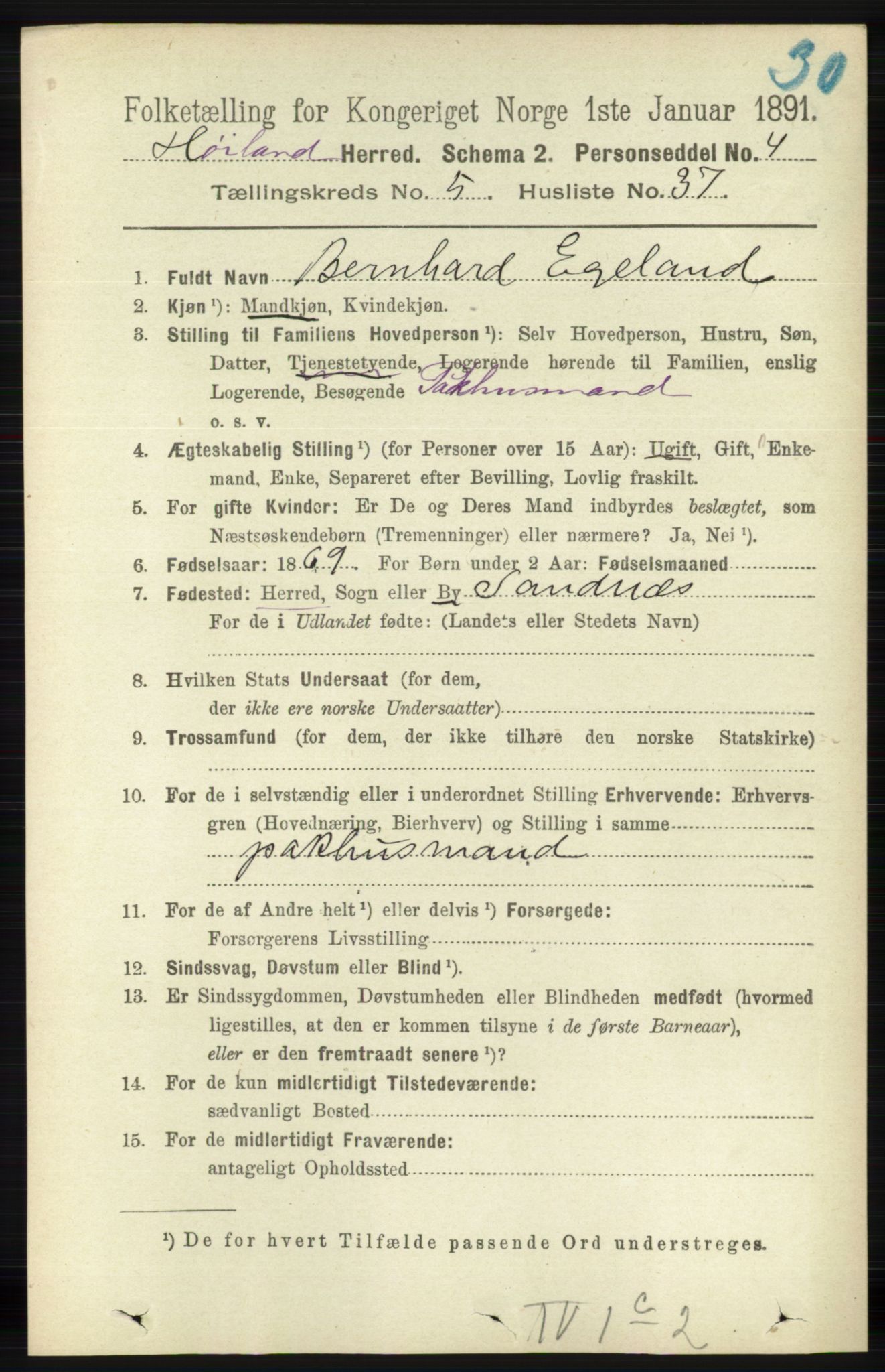 RA, 1891 census for 1123 Høyland, 1891, p. 1770