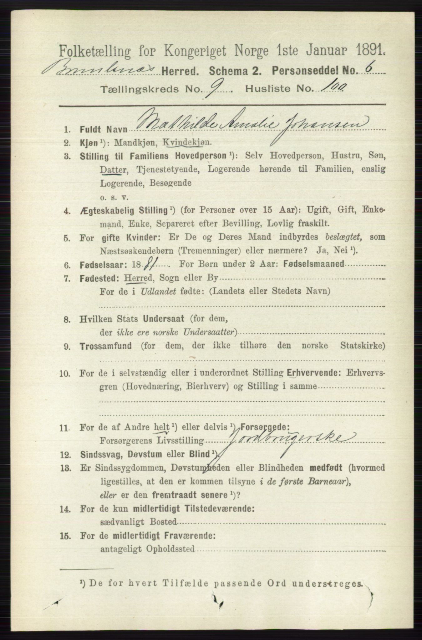 RA, 1891 census for 0726 Brunlanes, 1891, p. 4664