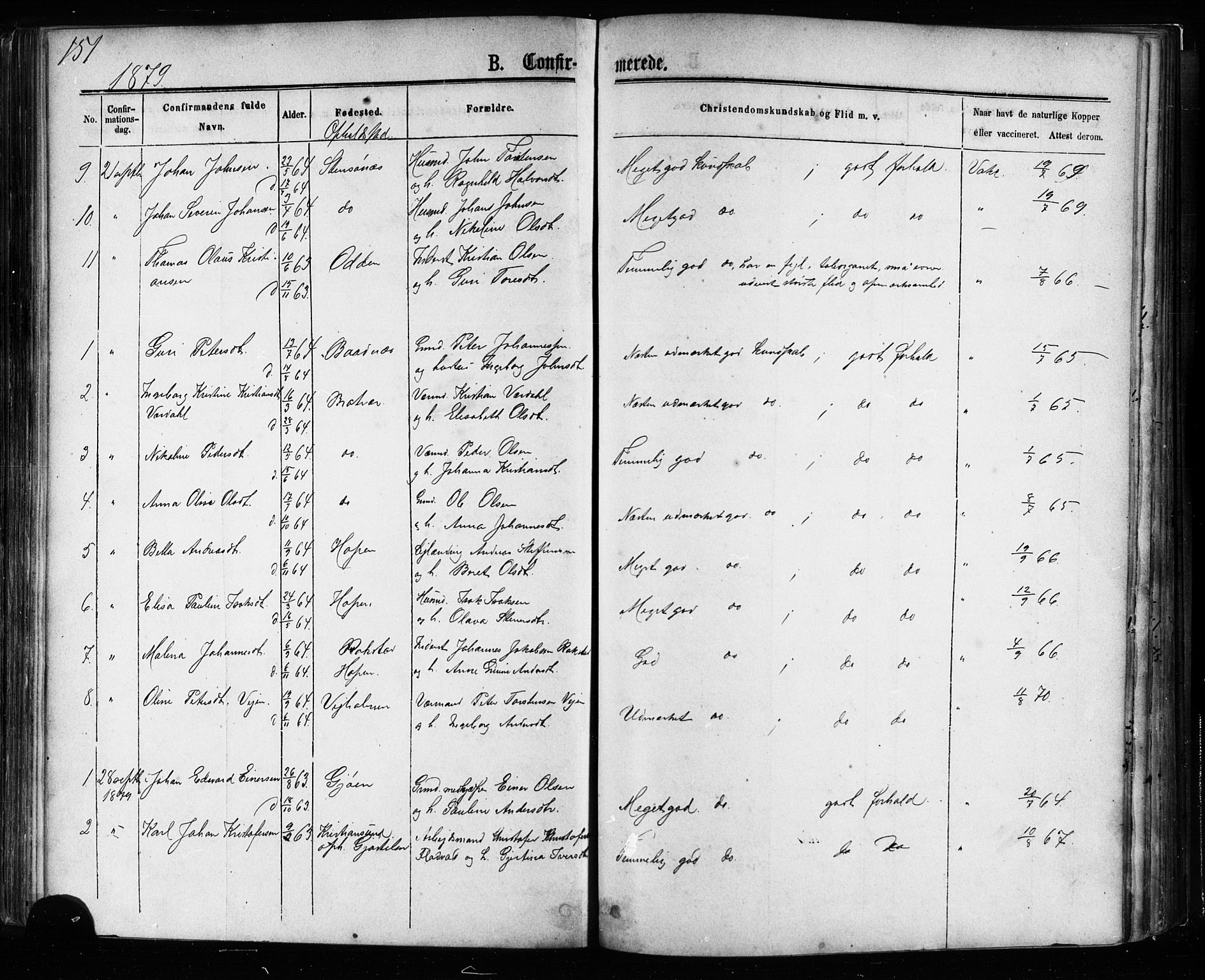 Ministerialprotokoller, klokkerbøker og fødselsregistre - Møre og Romsdal, AV/SAT-A-1454/581/L0938: Parish register (official) no. 581A06, 1873-1879, p. 151