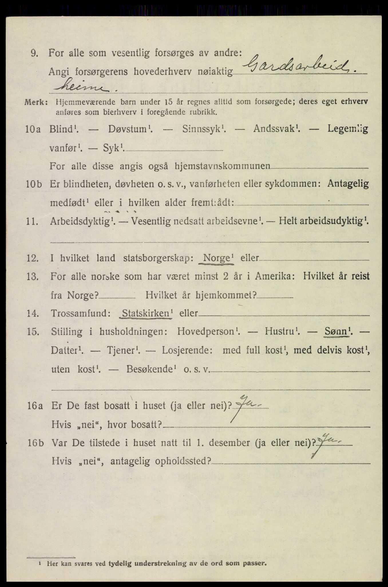 SAH, 1920 census for Vågå, 1920, p. 3939