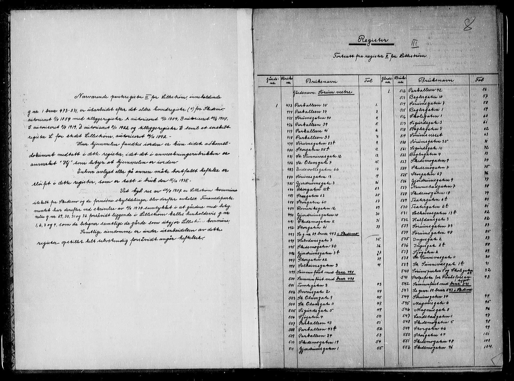 Nedre Romerike sorenskriveri, SAO/A-10469/G/Ga/Gah/L0003: Mortgage register no. VIII 3