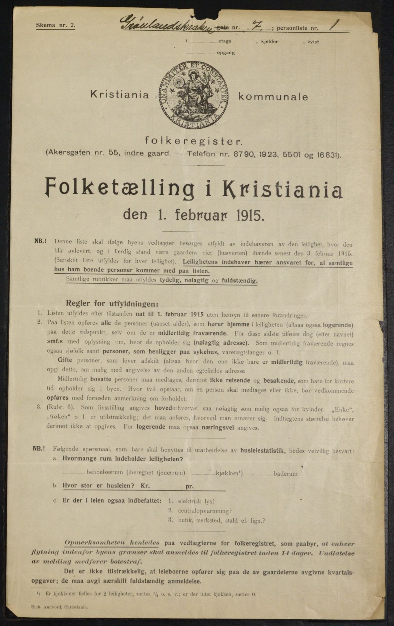 OBA, Municipal Census 1915 for Kristiania, 1915, p. 31158