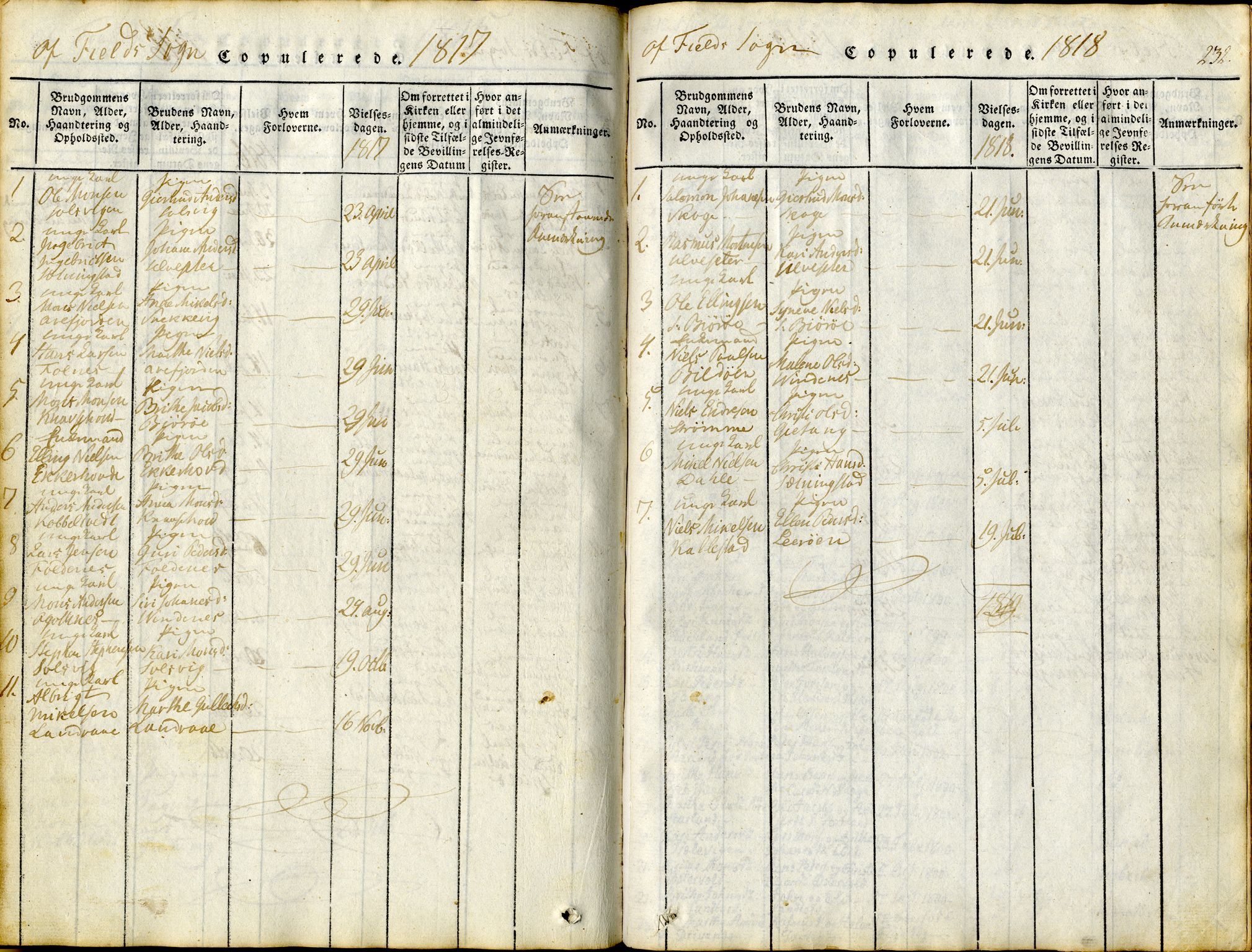 Sund sokneprestembete, SAB/A-99930: Parish register (official) no. A 11, 1814-1825, p. 232