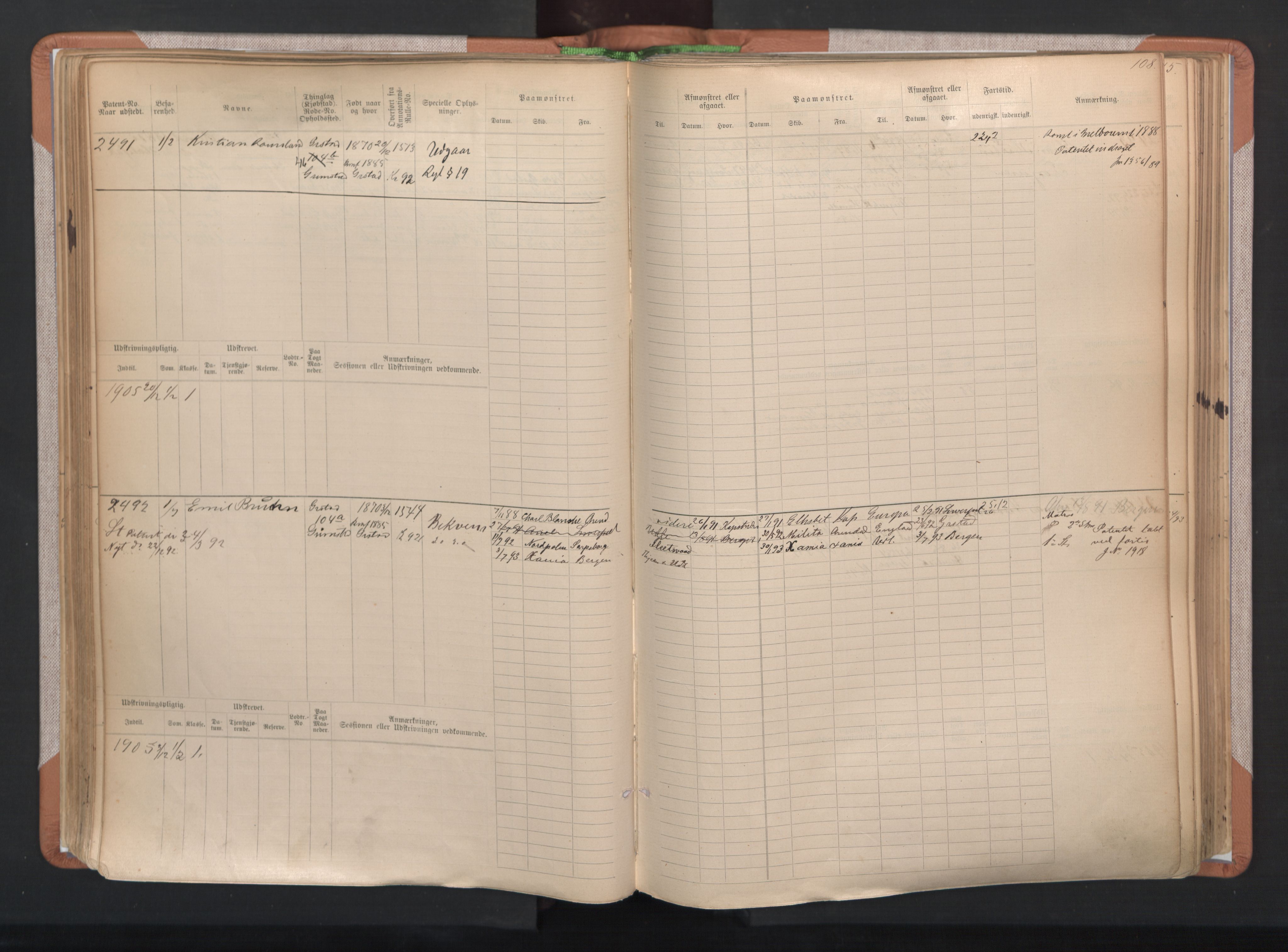 Grimstad mønstringskrets, AV/SAK-2031-0013/F/Fb/L0004: Hovedrulle A nr 2277-3042, F-7, 1889-1940, p. 113