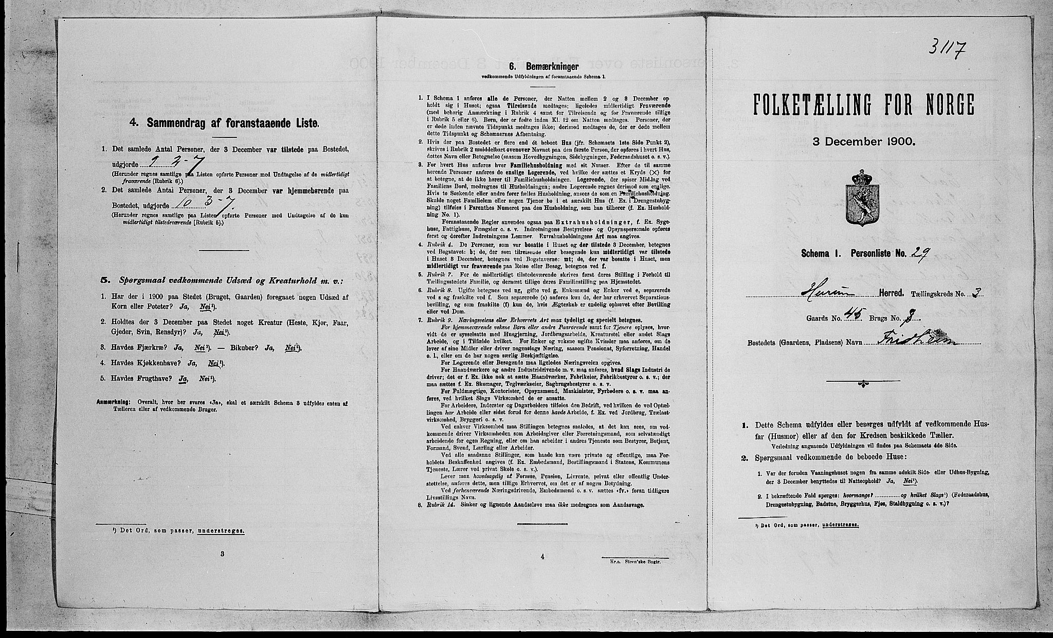 RA, 1900 census for Hurum, 1900, p. 344